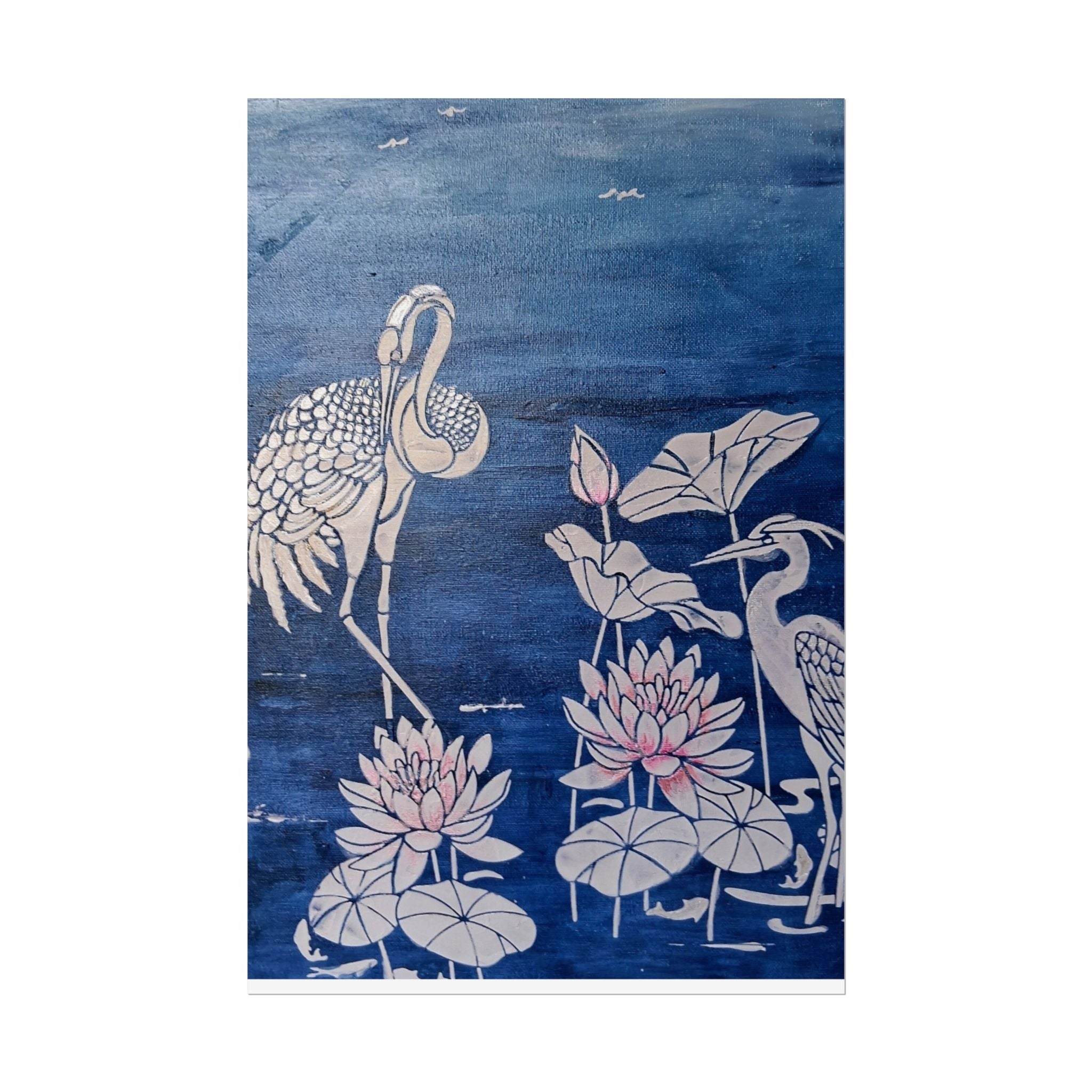 WATER LILLY SONOTA - Lotus & Heron Botanical Poster
