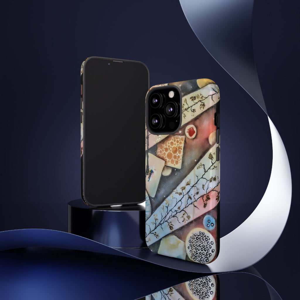 GOLDEN CARTOGRAPHY OF THE UNSEEN - Artistic Botanical Phone Case – Watercolor Nature Pattern Tough Case