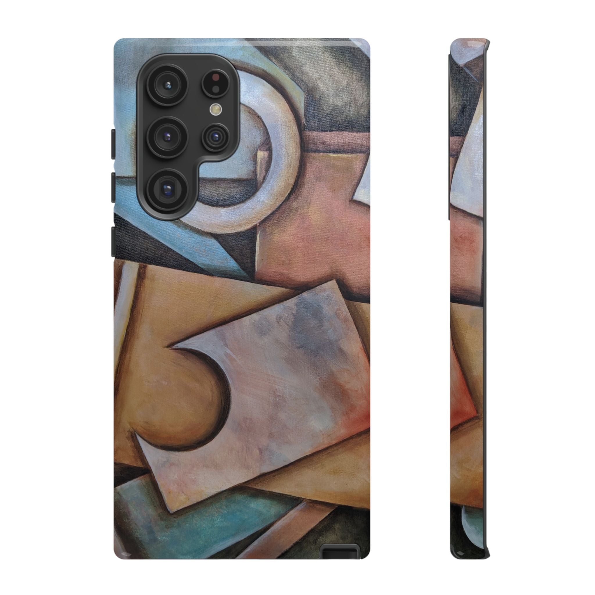 Abstract Geometric Tough Phone Case – Modern Cubist Art Protection
