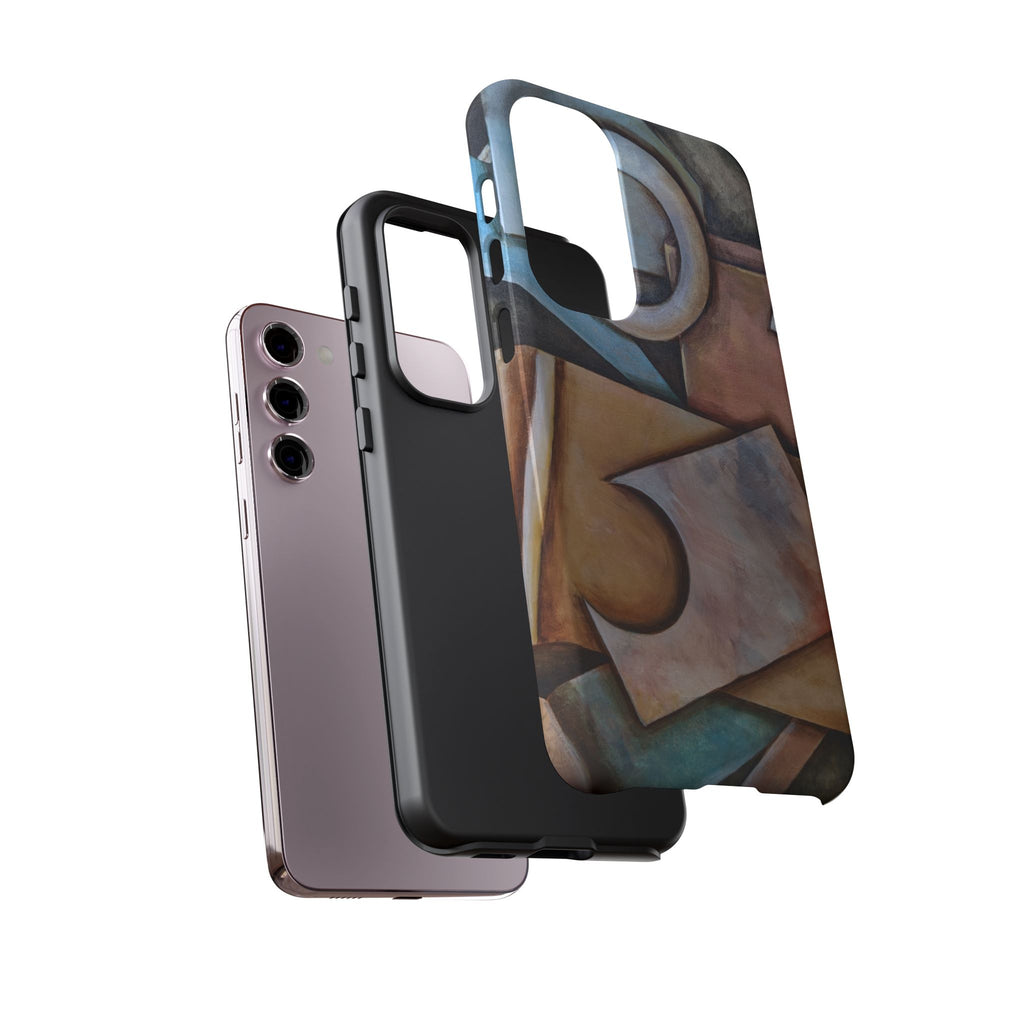 Abstract Geometric Tough Phone Case – Modern Cubist Art Protection