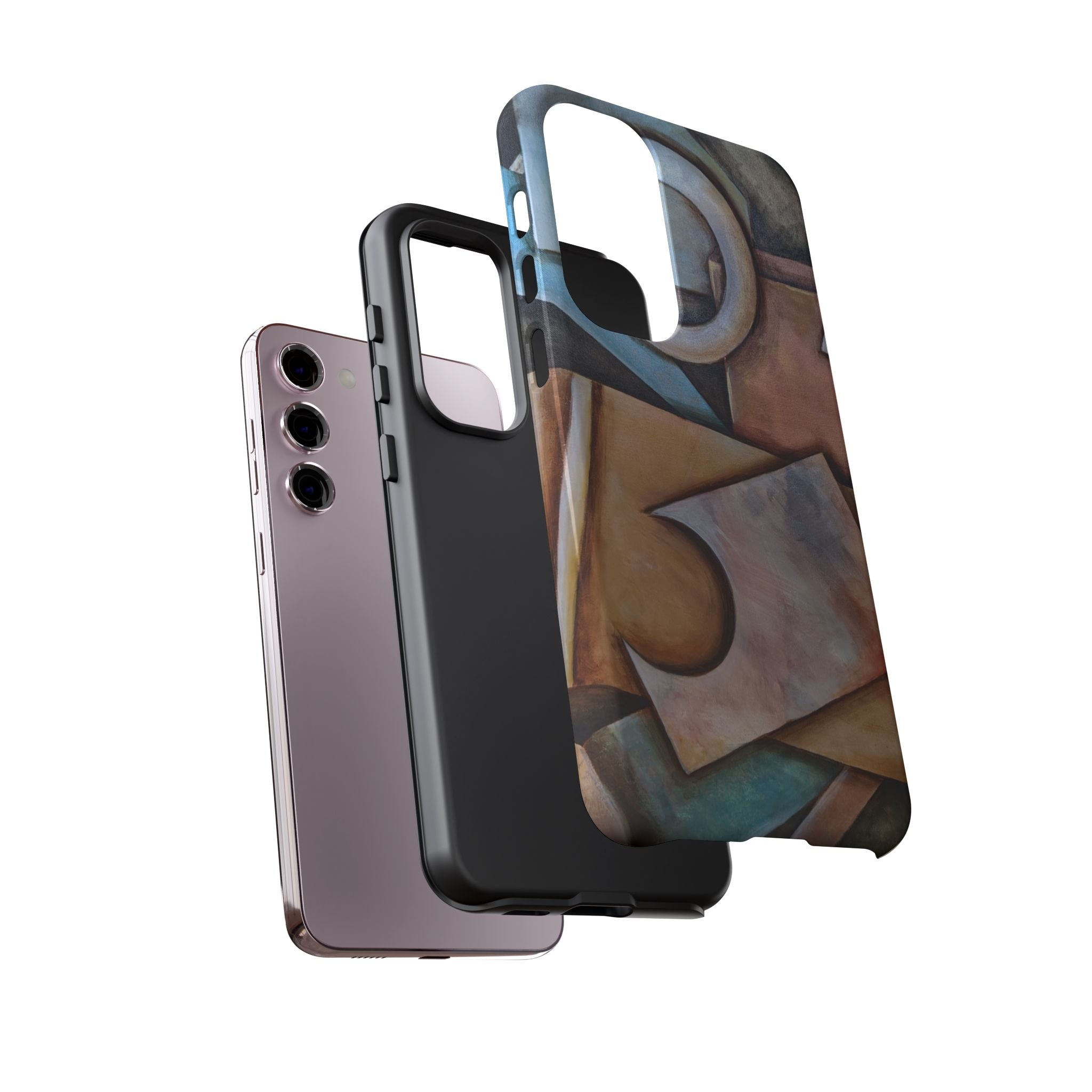 Abstract Geometric Tough Phone Case – Modern Cubist Art Protection