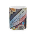 GOLDEN CARTOGRAPHY II- DRIFT OF THE BLUE REALM - Abstract Nature Ceramic Mug (11oz/15oz)