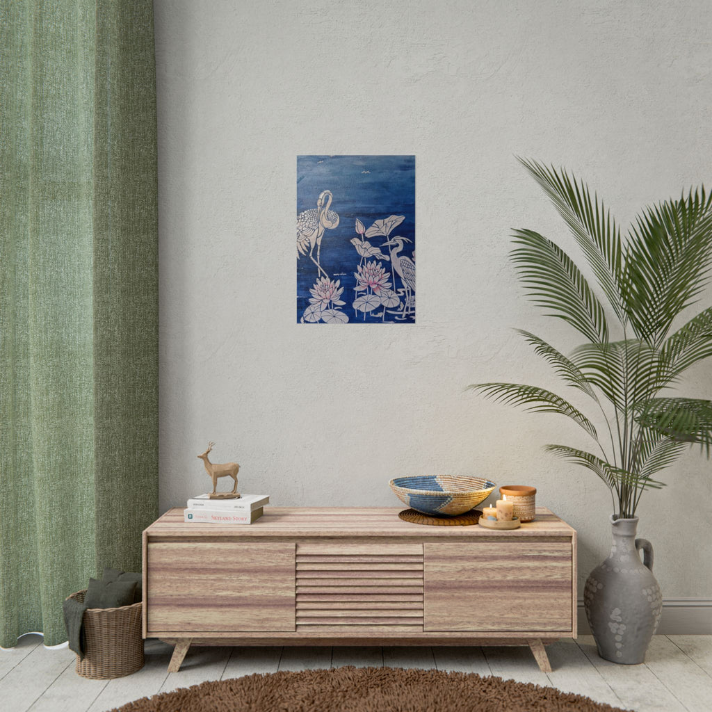 WATER LILLY SONOTA - Lotus & Heron Botanical Poster