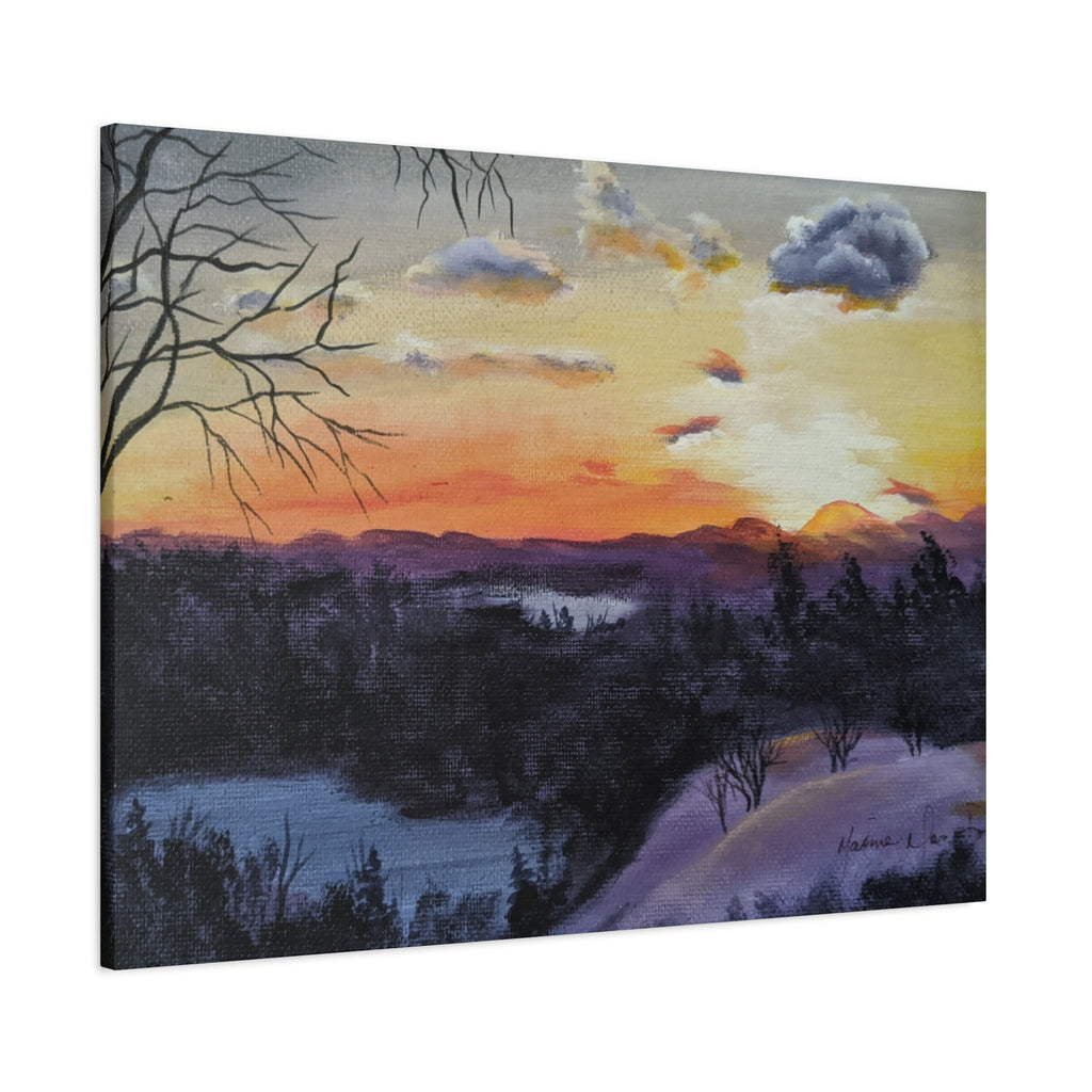 EVENING IN THE SHANDOAH VALLY - Sunset Winter Landscape Canvas Print — Matte Stretched Wall Art