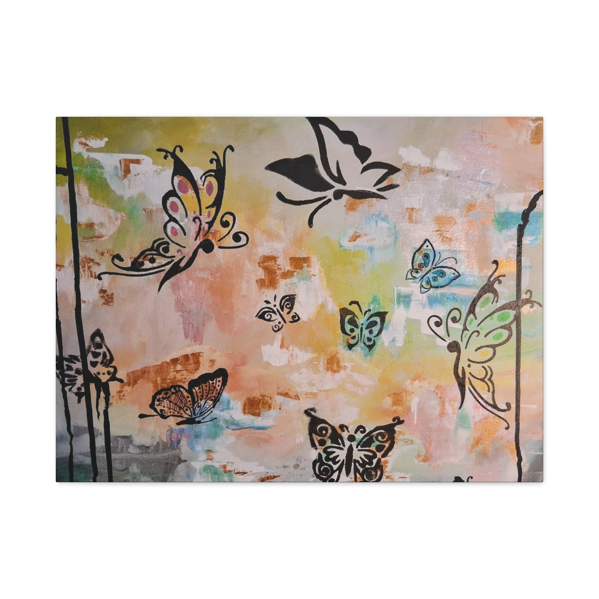 GUARDIANS OF THE FLOWERS - Butterfly Abstract Matte Canvas Wall Art – Stretched 1.25"Deep