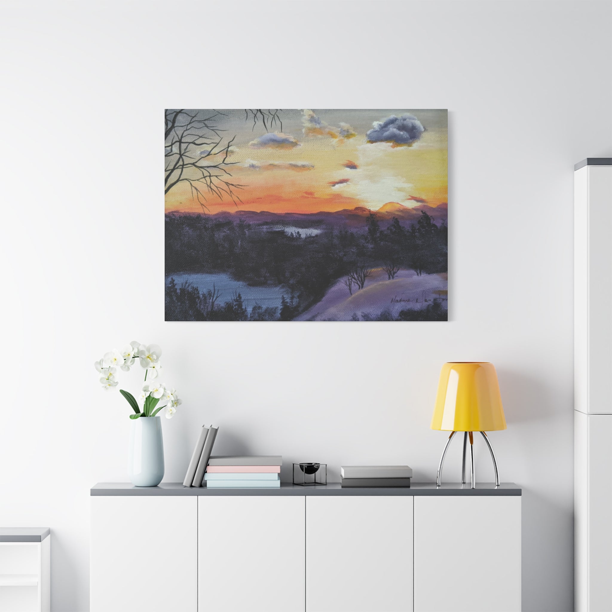 EVENING IN THE SHANDOAH VALLY - Sunset Winter Landscape Canvas Print — Matte Stretched Wall Art
