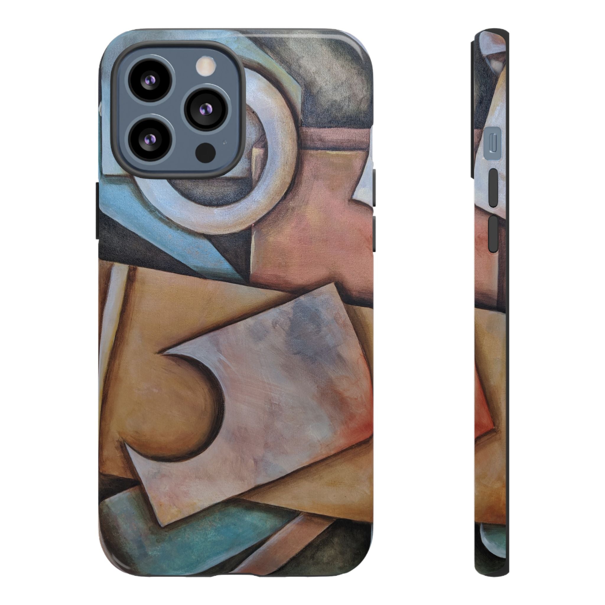 Abstract Geometric Tough Phone Case – Modern Cubist Art Protection