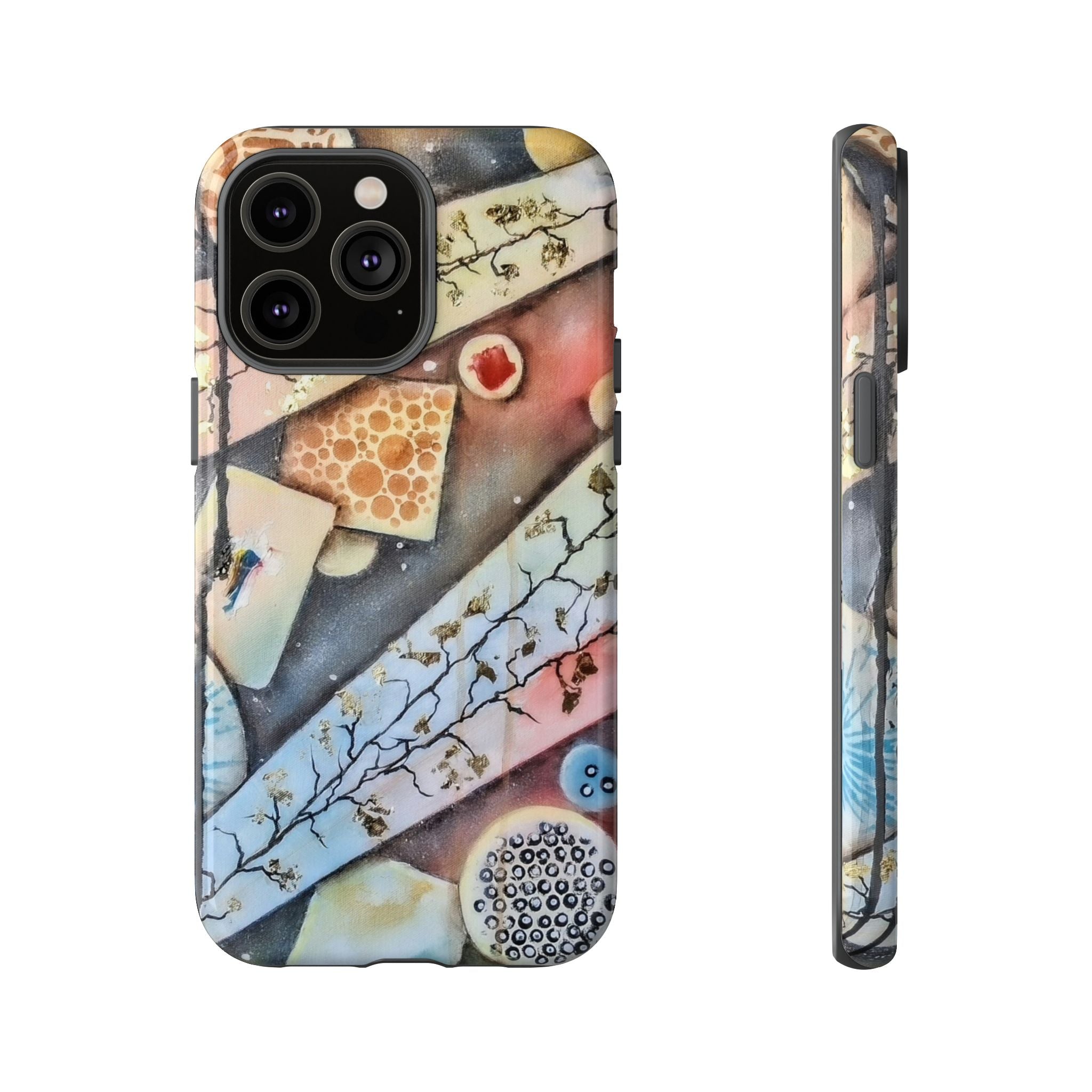 GOLDEN CARTOGRAPHY OF THE UNSEEN - Artistic Botanical Phone Case – Watercolor Nature Pattern Tough Case