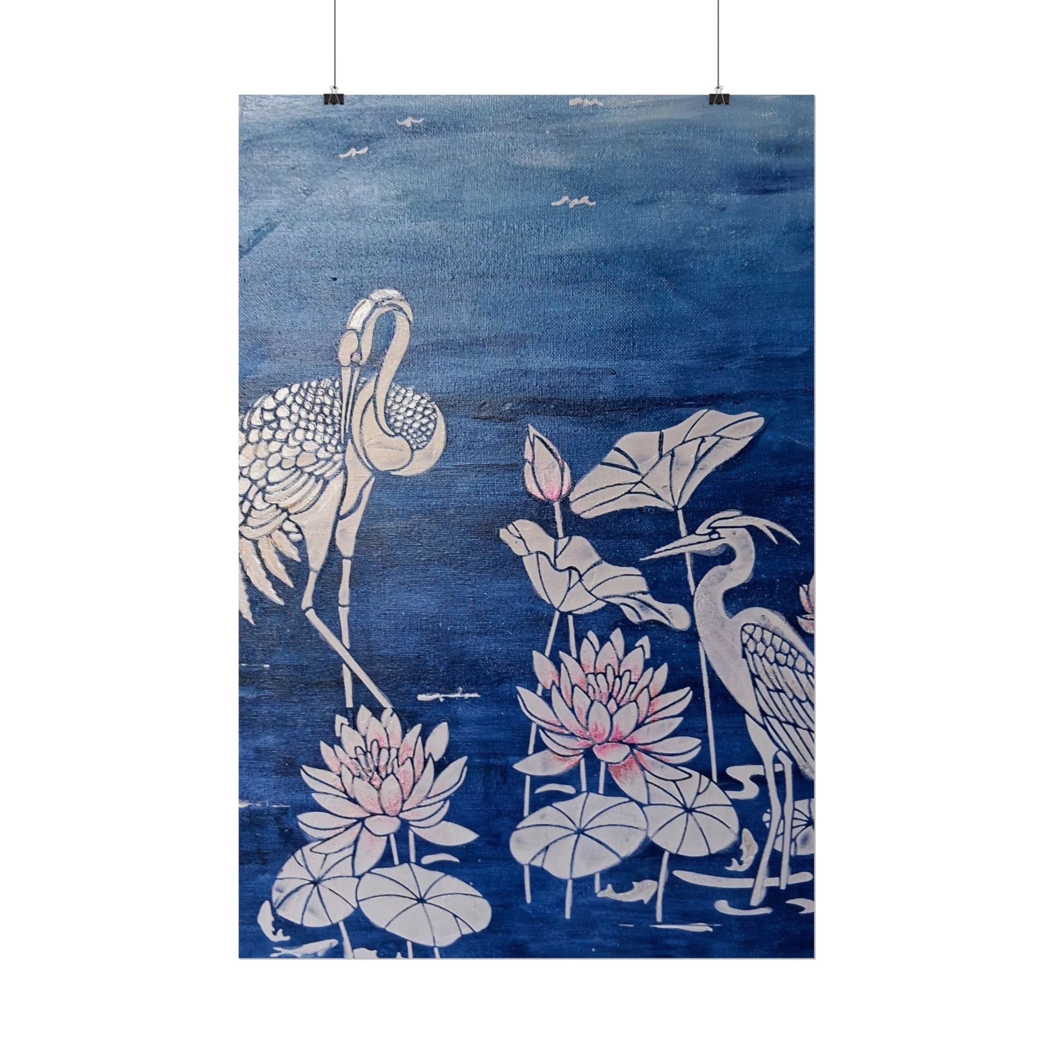 WATER LILLY SONOTA - Lotus & Heron Botanical Poster