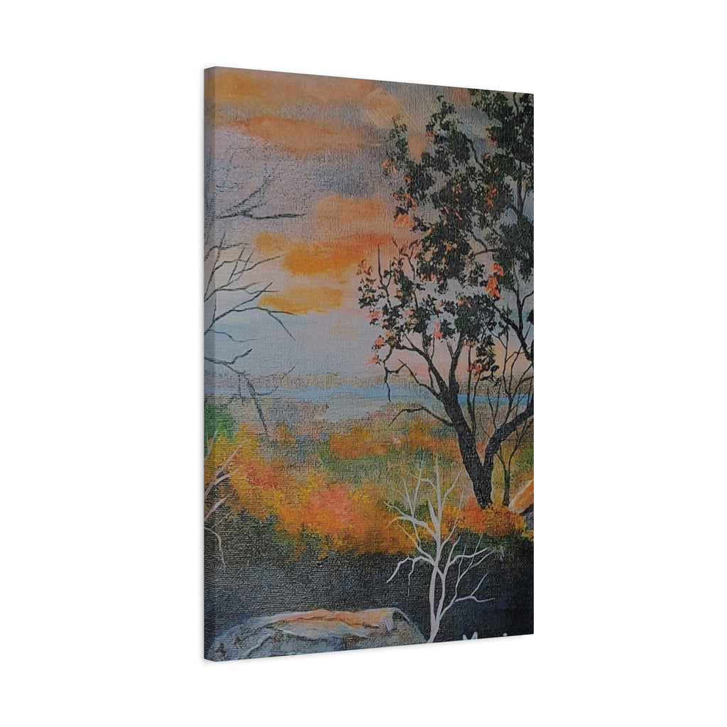 EVENING NEAR THE HUDSON RIVER - Sunset Landscape Canvas Print — Seaside Tree Matte Stretched Wall Art