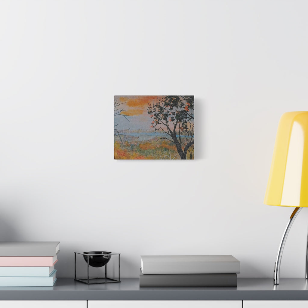 EVENING NEAR THE HUDSON RIVER - Sunset Landscape Canvas Print — Seaside Tree Matte Stretched Wall Art