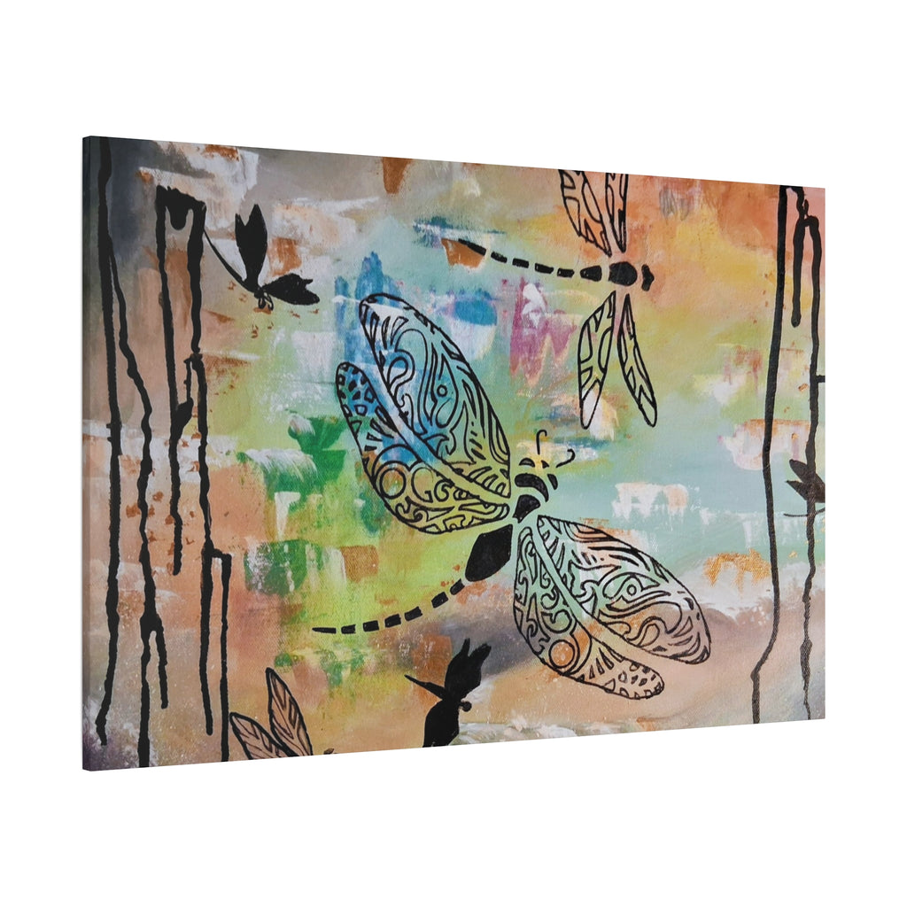 Dragonfly Wall Art Canvas — Colorful Boho Stretched Canvas Print