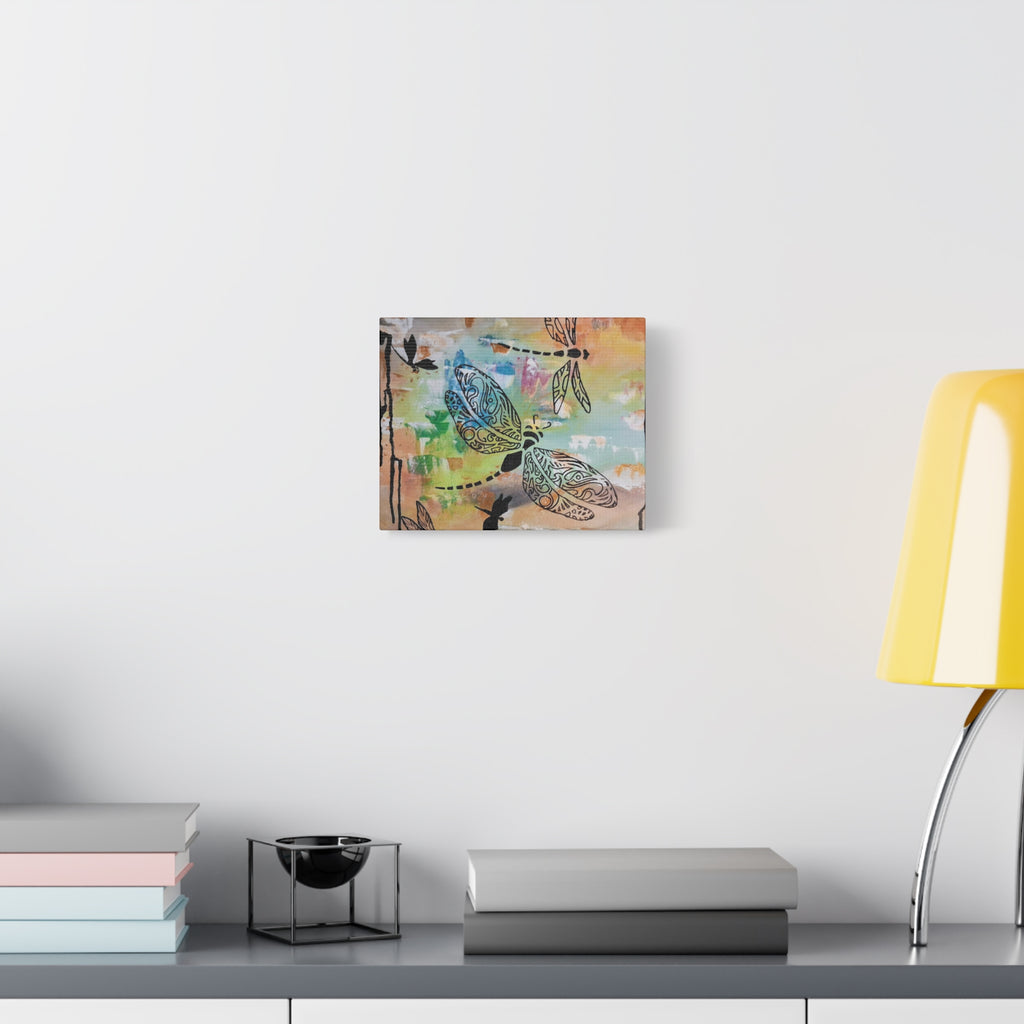 Dragonfly Wall Art Canvas — Colorful Boho Stretched Canvas Print