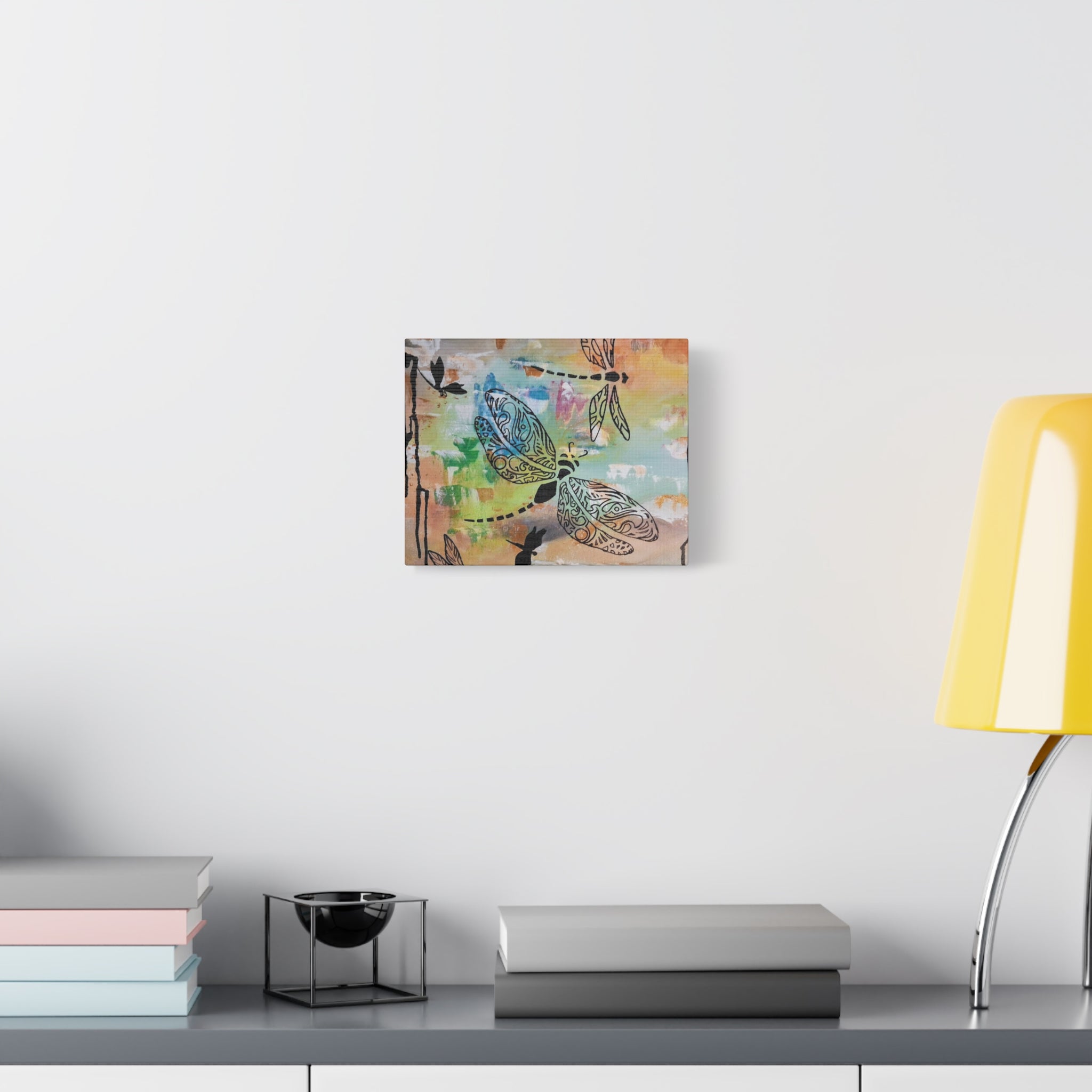 Dragonfly Wall Art Canvas — Colorful Boho Stretched Canvas Print