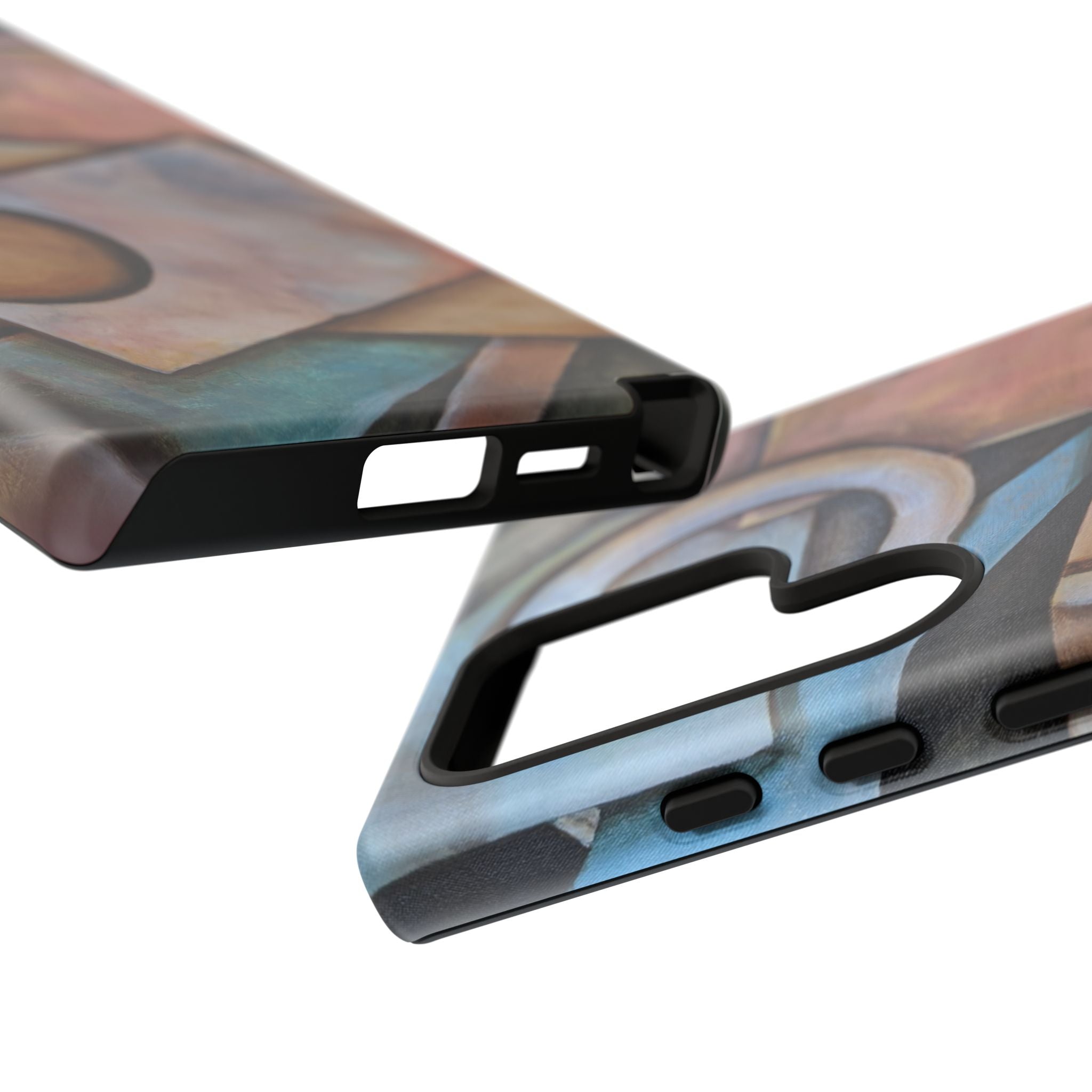 Abstract Geometric Tough Phone Case – Modern Cubist Art Protection