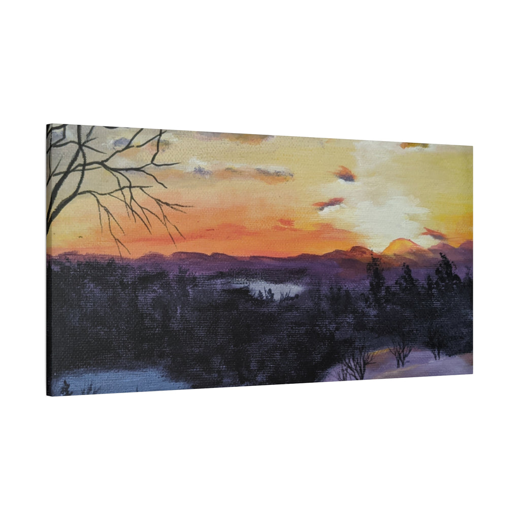 EVENING IN THE SHANDOAH VALLY - Sunset Winter Landscape Canvas Print — Matte Stretched Wall Art