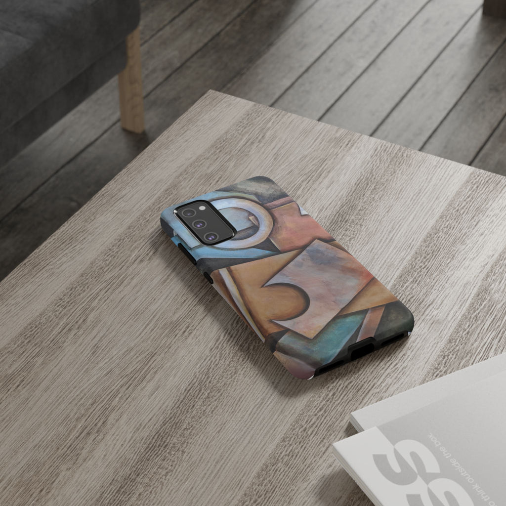 Abstract Geometric Tough Phone Case – Modern Cubist Art Protection