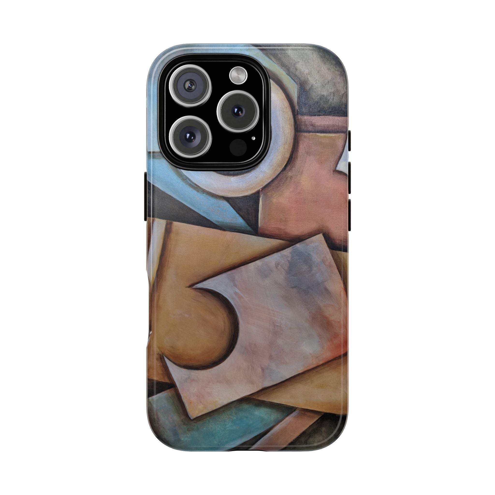 Abstract Geometric Tough Phone Case – Modern Cubist Art Protection