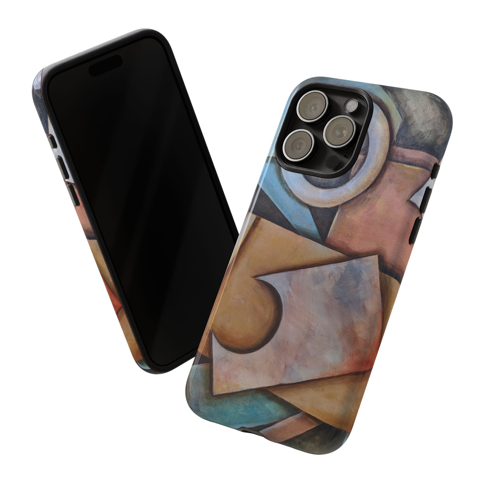 Abstract Geometric Tough Phone Case – Modern Cubist Art Protection