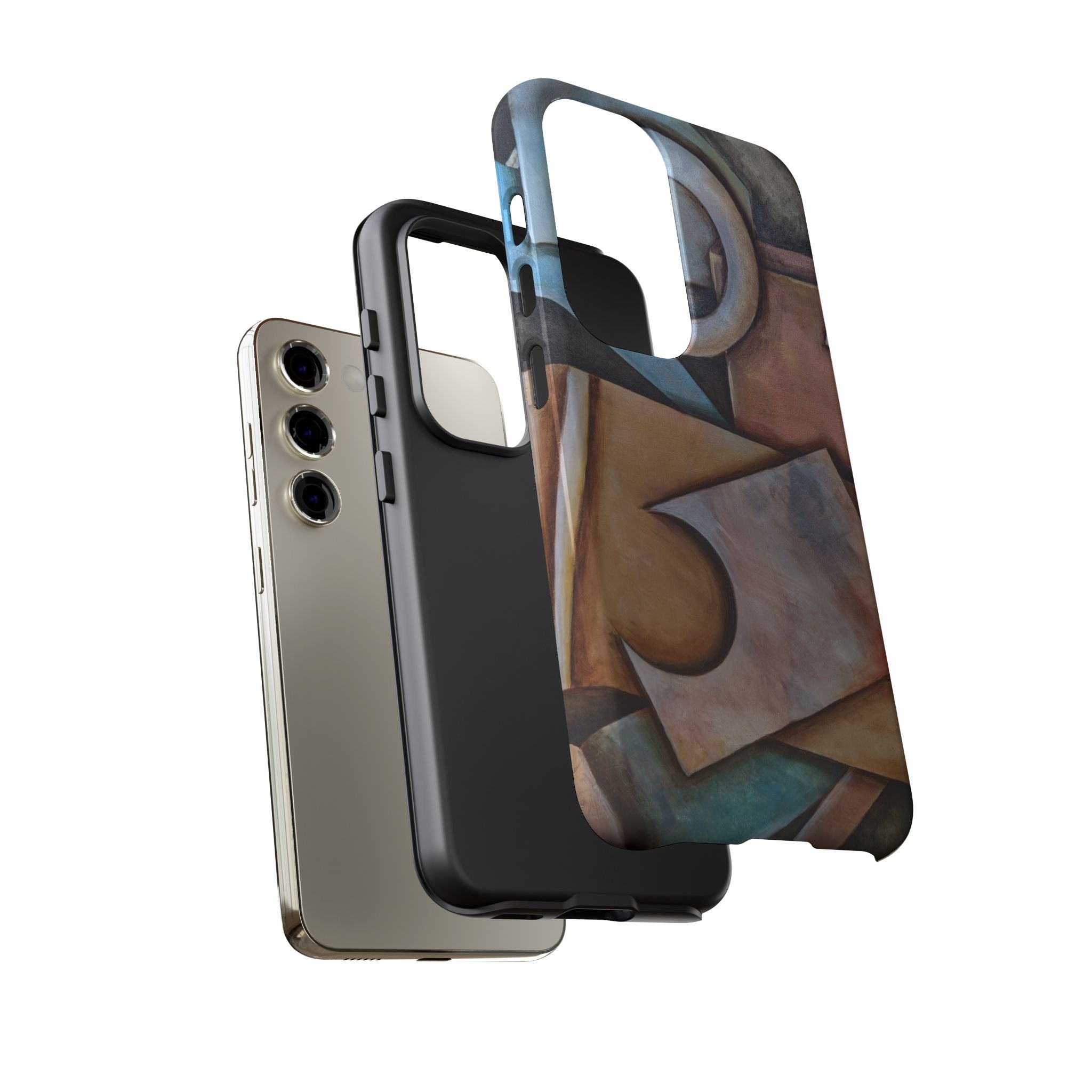 Abstract Geometric Tough Phone Case – Modern Cubist Art Protection