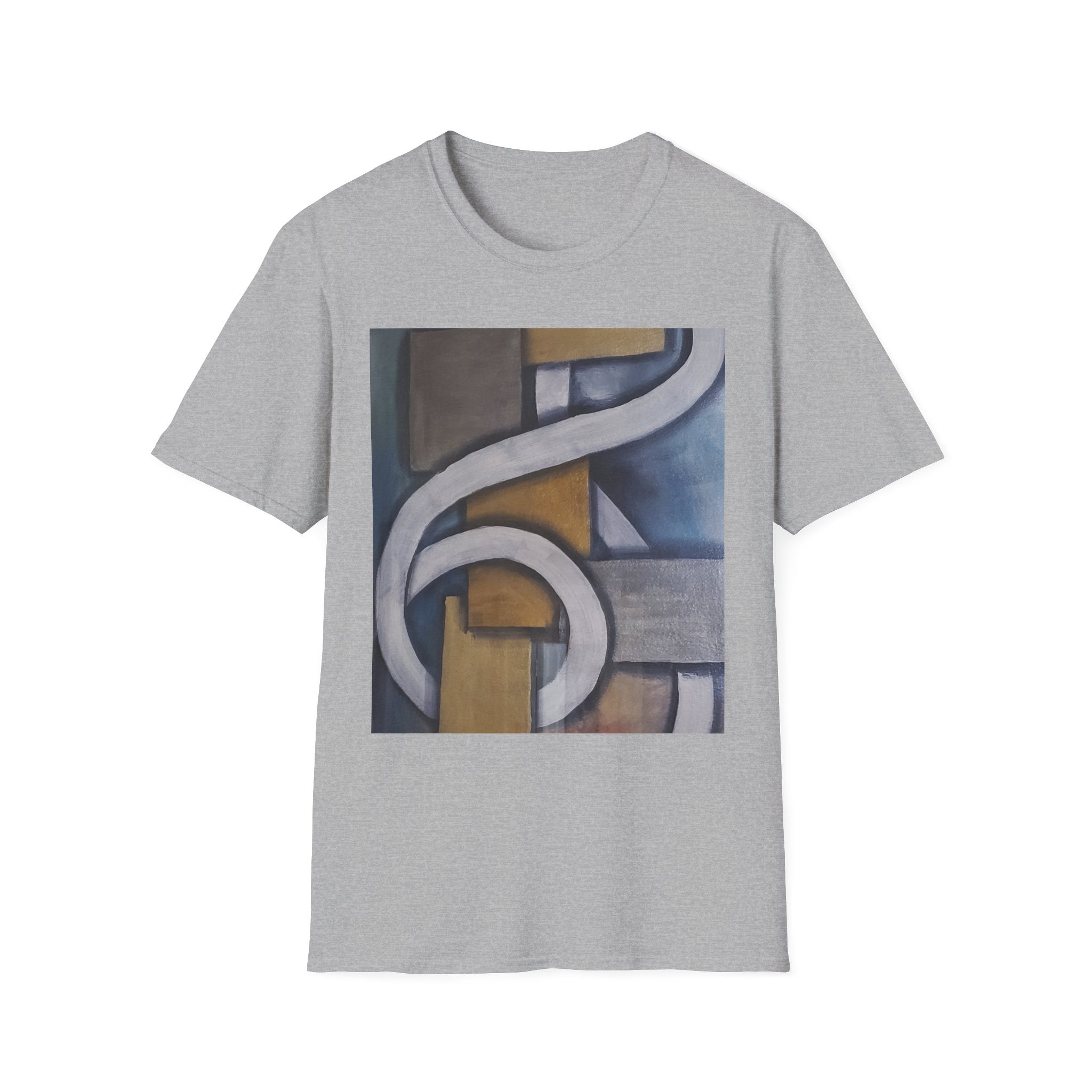 METALIC BLOCKS - Abstract Geometric Art T-Shirt — Modern Neutral Palette Design