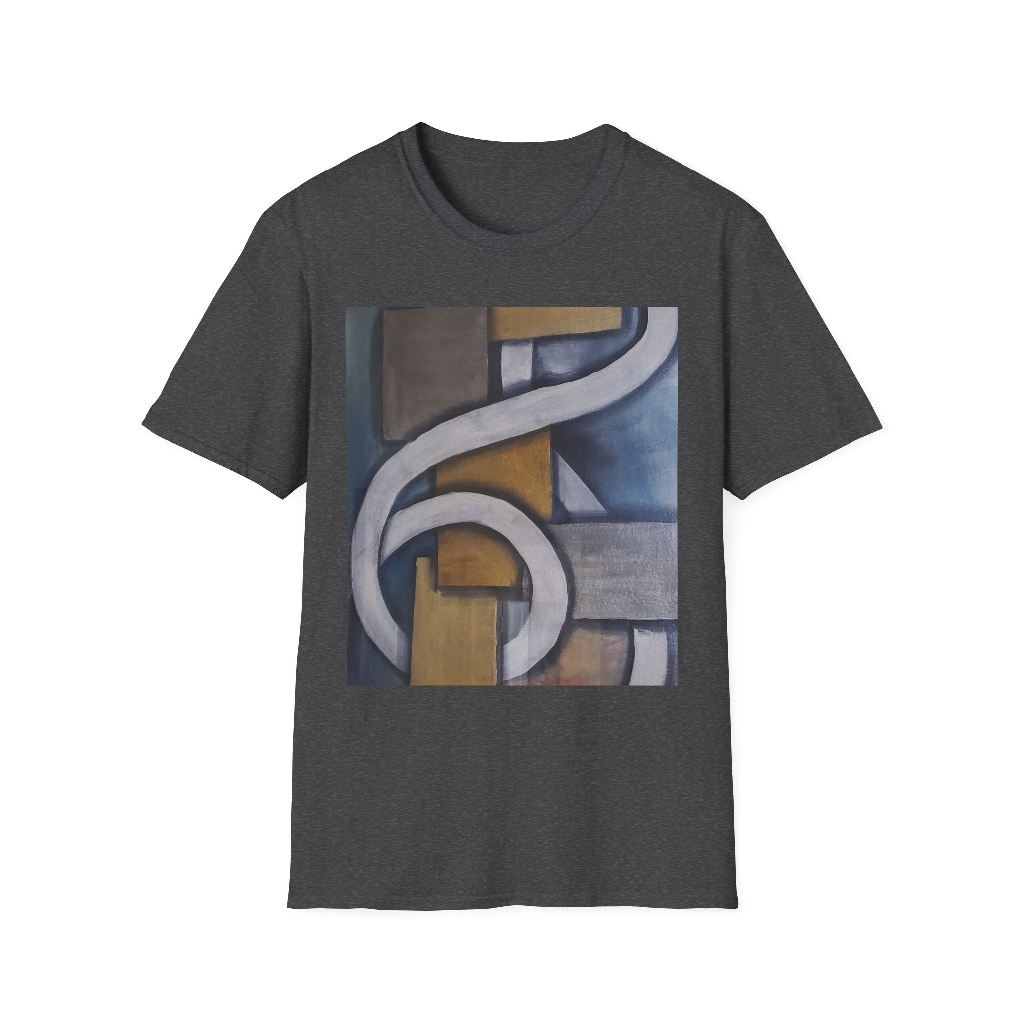 METALIC BLOCKS - Abstract Geometric Art T-Shirt — Modern Neutral Palette Design
