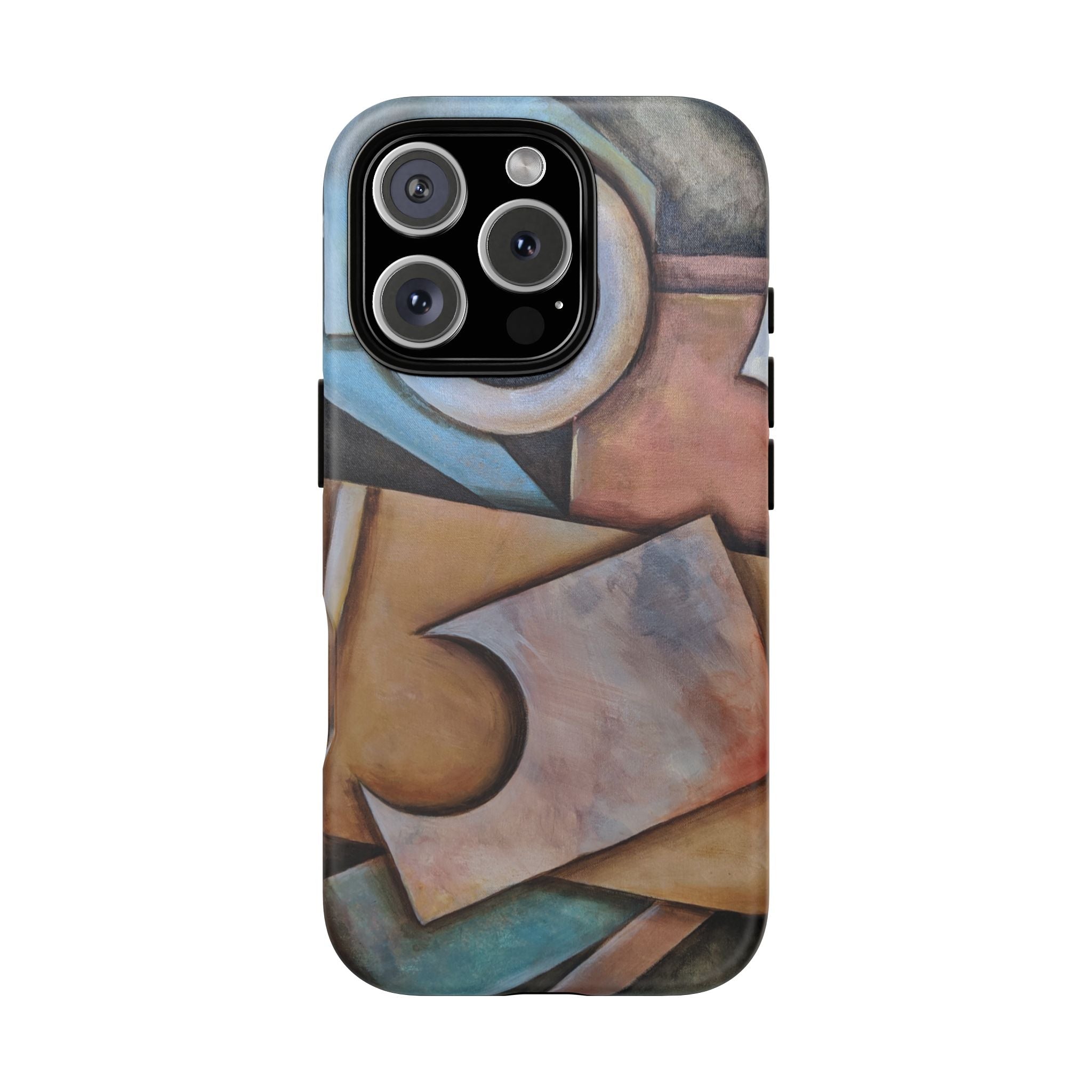 Abstract Geometric Tough Phone Case – Modern Cubist Art Protection