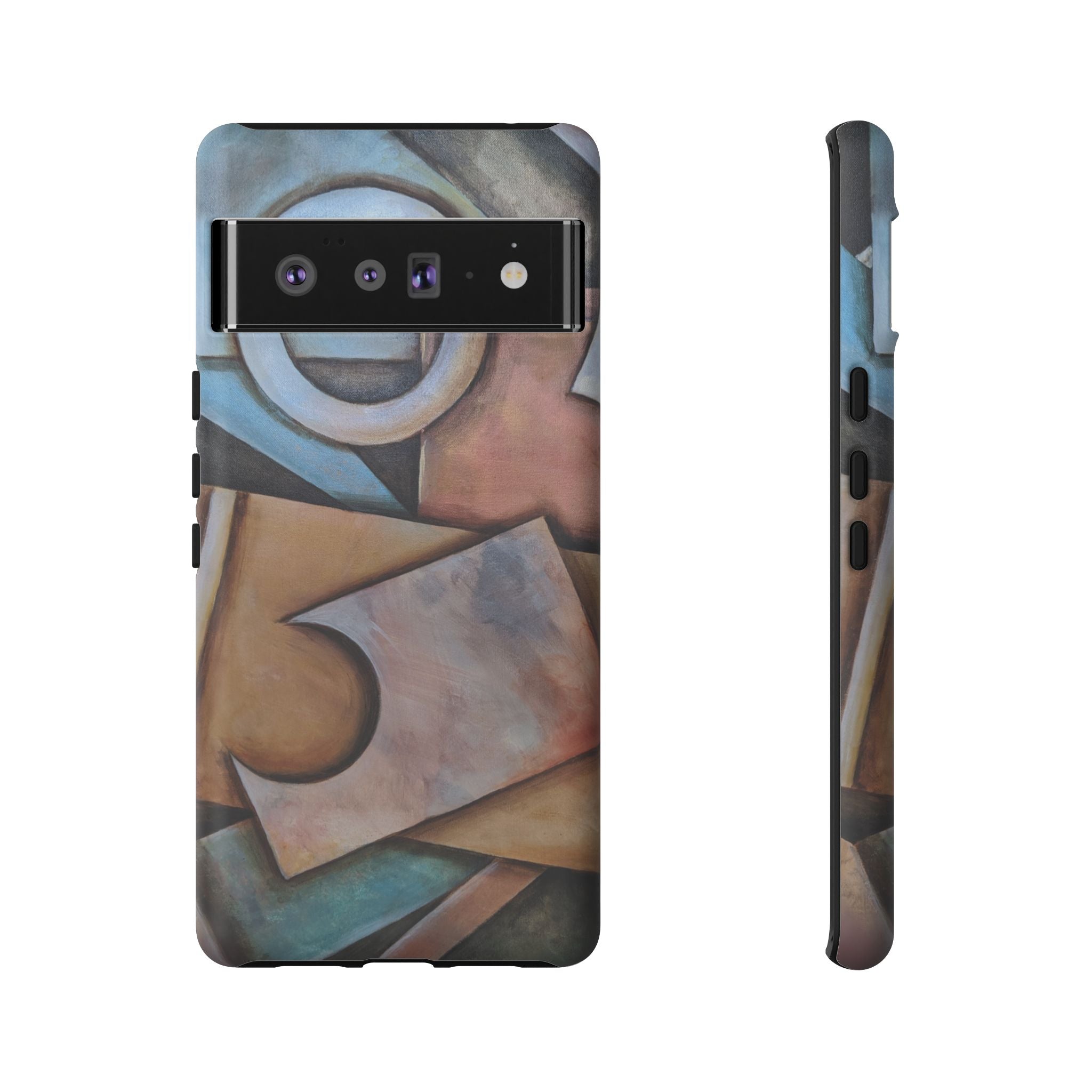 Abstract Geometric Tough Phone Case – Modern Cubist Art Protection