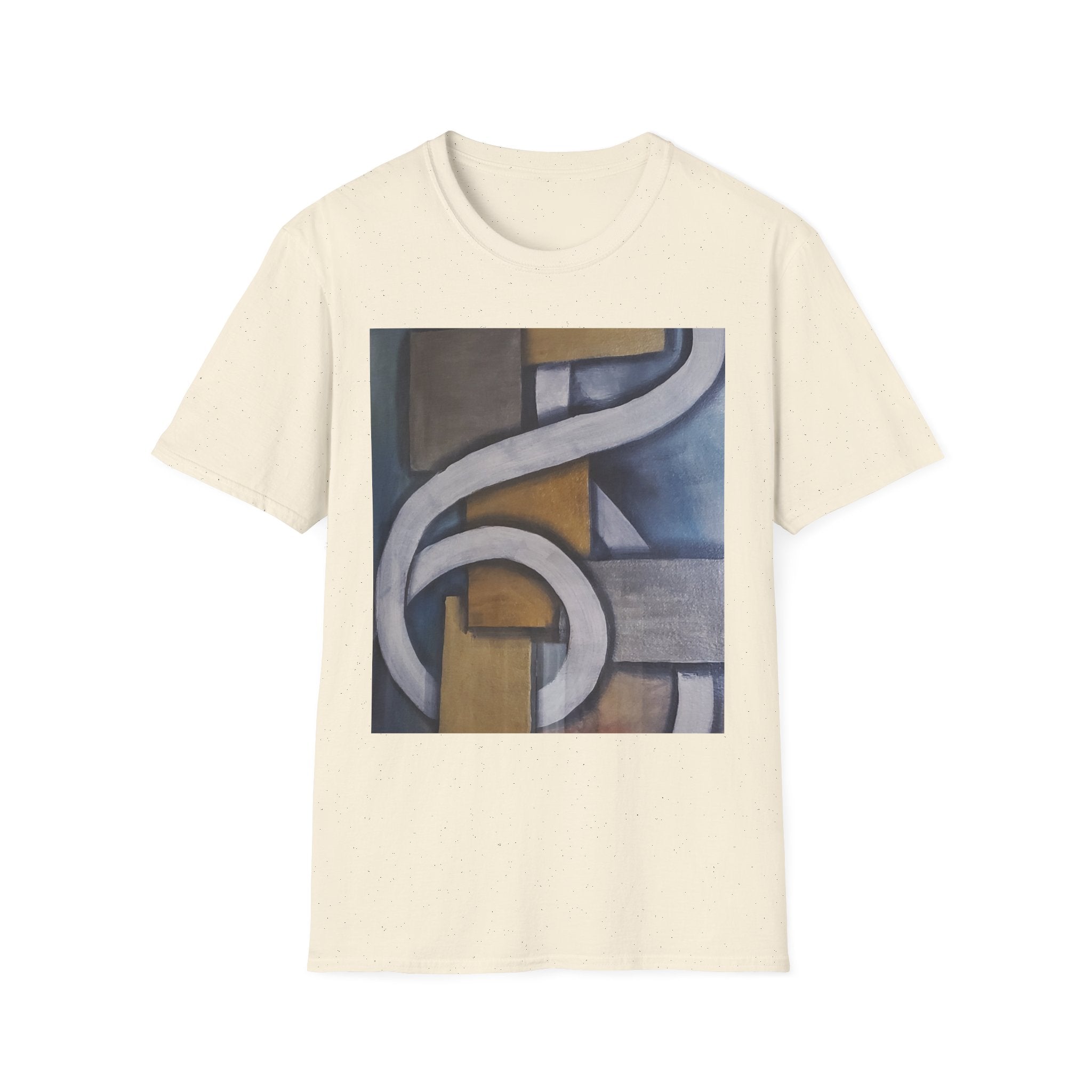 METALIC BLOCKS - Abstract Geometric Art T-Shirt — Modern Neutral Palette Design