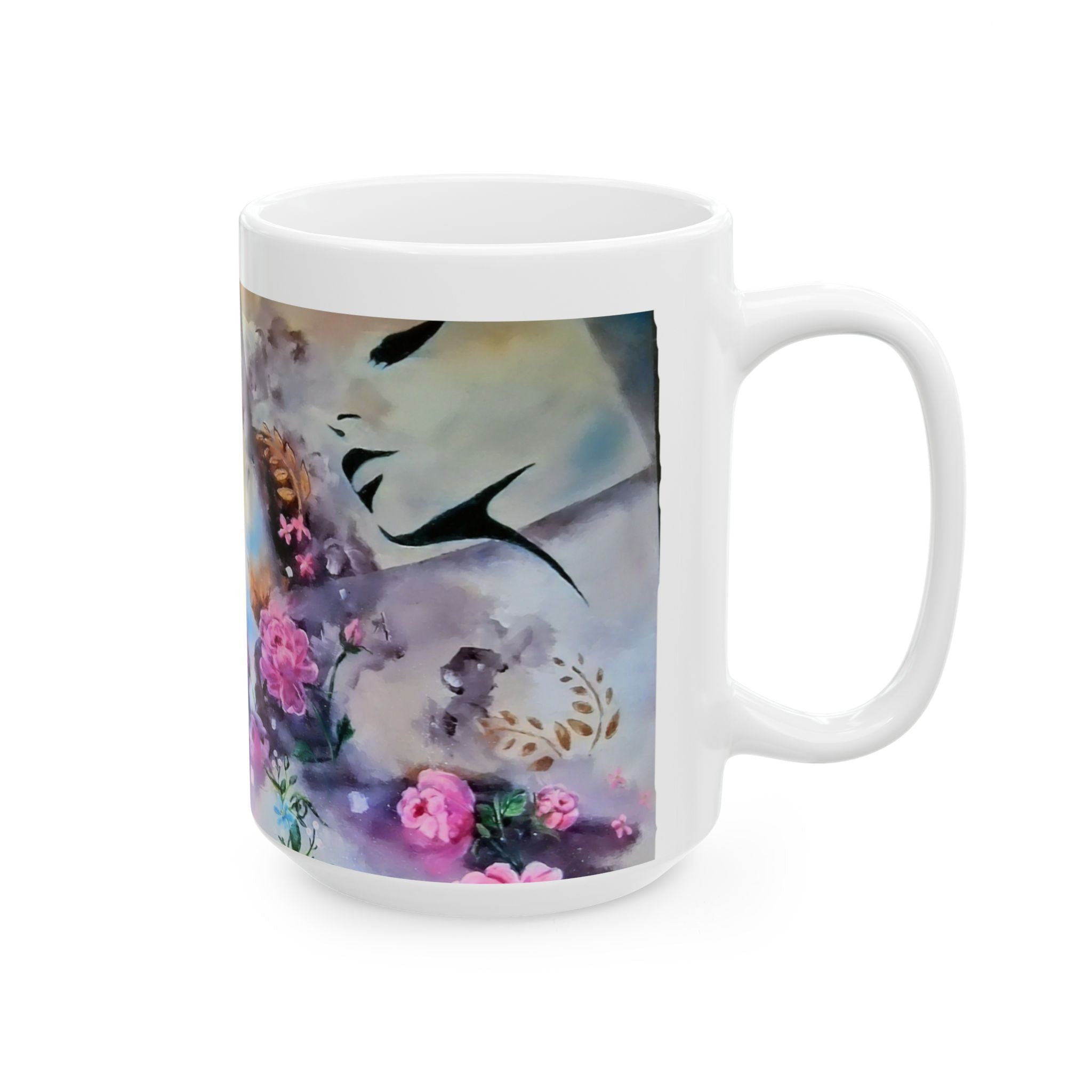 Floral Watercolor Ceramic Mug — Pastel Bloom Tea & Coffee Cup (11oz, 15oz)