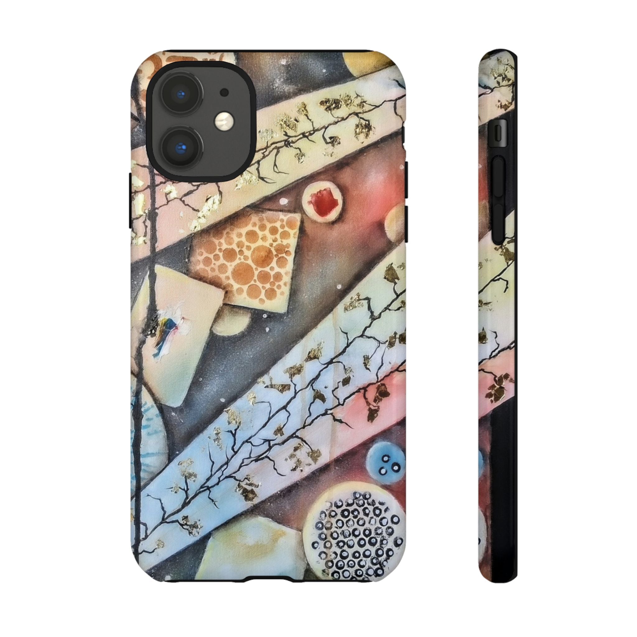 GOLDEN CARTOGRAPHY OF THE UNSEEN - Artistic Botanical Phone Case – Watercolor Nature Pattern Tough Case