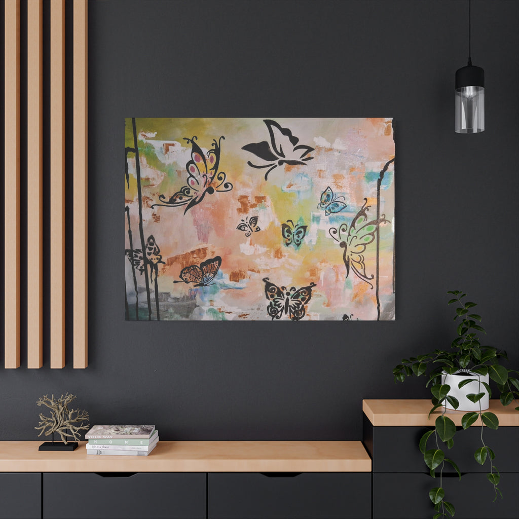 GUARDIANS OF THE FLOWERS - Butterfly Abstract Matte Canvas Wall Art – Stretched 1.25"Deep