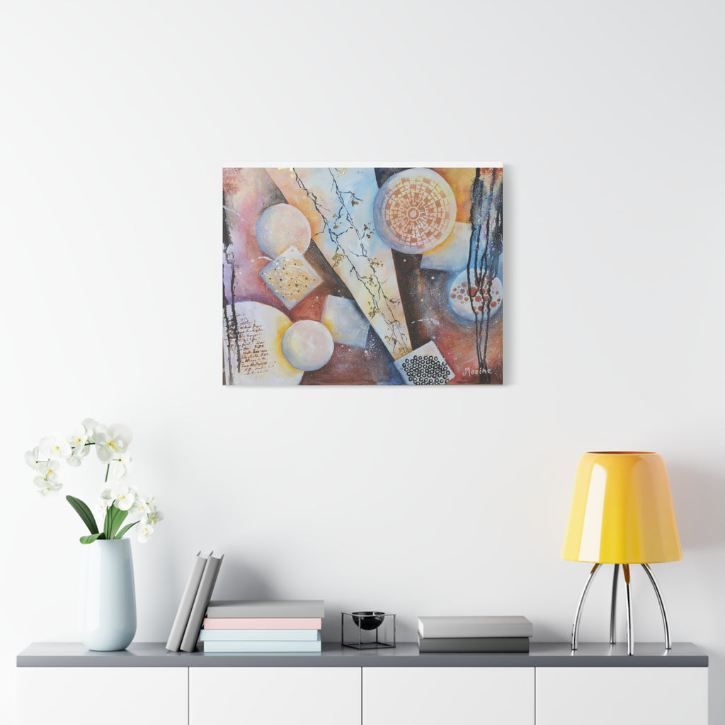 GOLDEN CARTOGRAPHY OF THE FIRE MERIDIAN - Abstract Geometric Canvas Art – Modern Stretched Matte Wall Decor