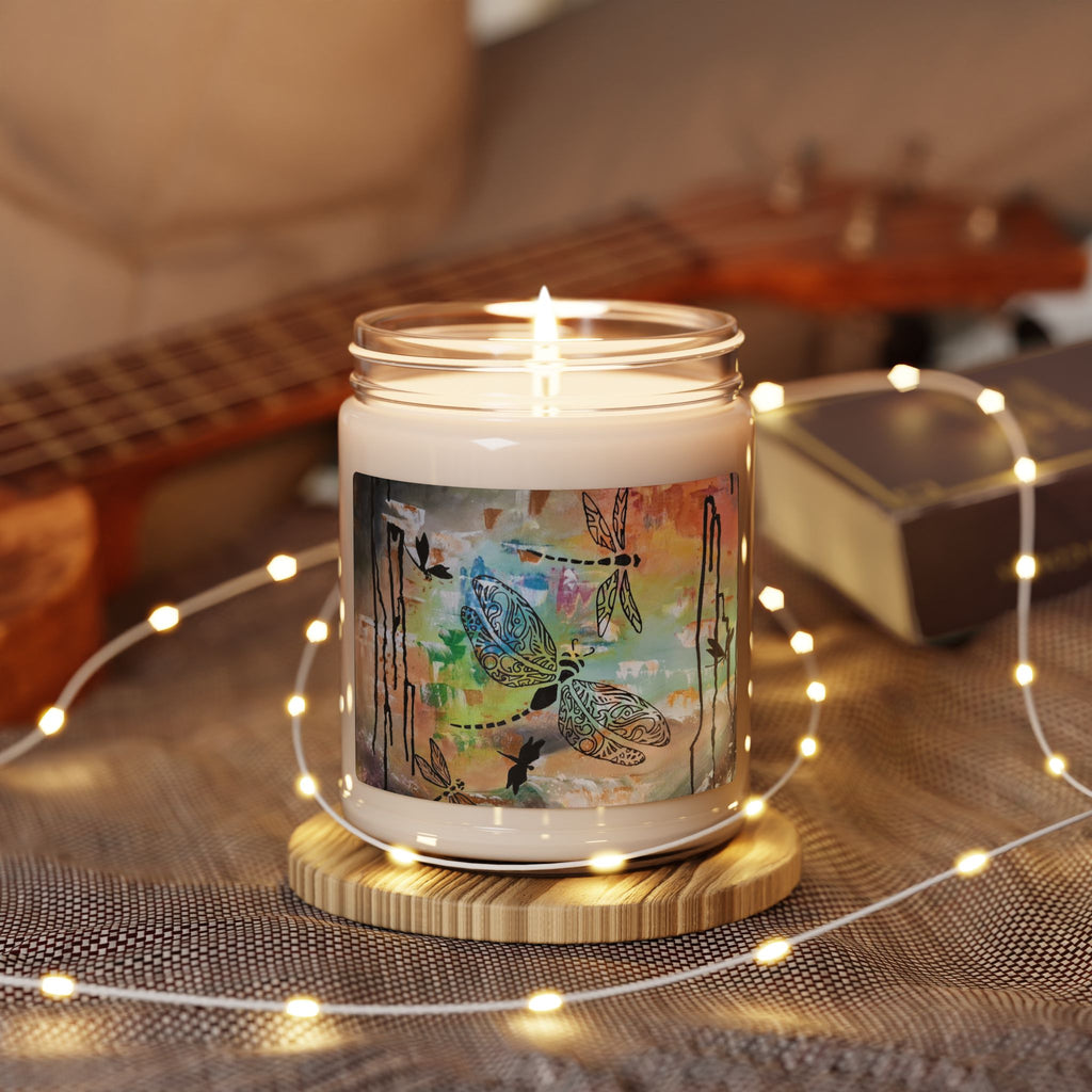 Dragonfly Art Soy Candle — 9oz Scented Jar Candle (Scented Soy Candle)