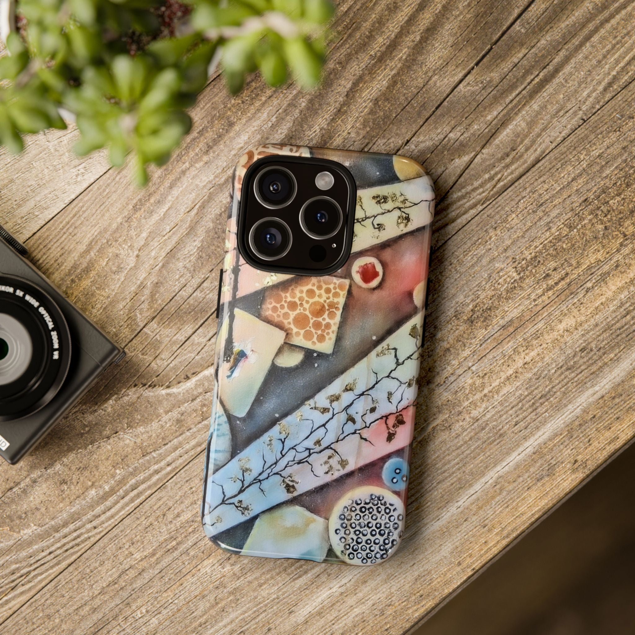 GOLDEN CARTOGRAPHY OF THE UNSEEN - Artistic Botanical Phone Case – Watercolor Nature Pattern Tough Case