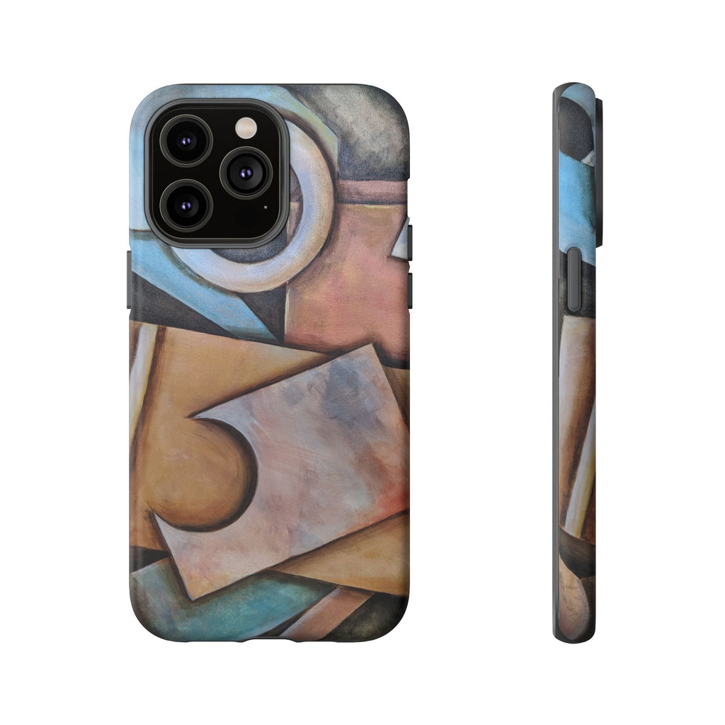 Abstract Geometric Tough Phone Case – Modern Cubist Art Protection