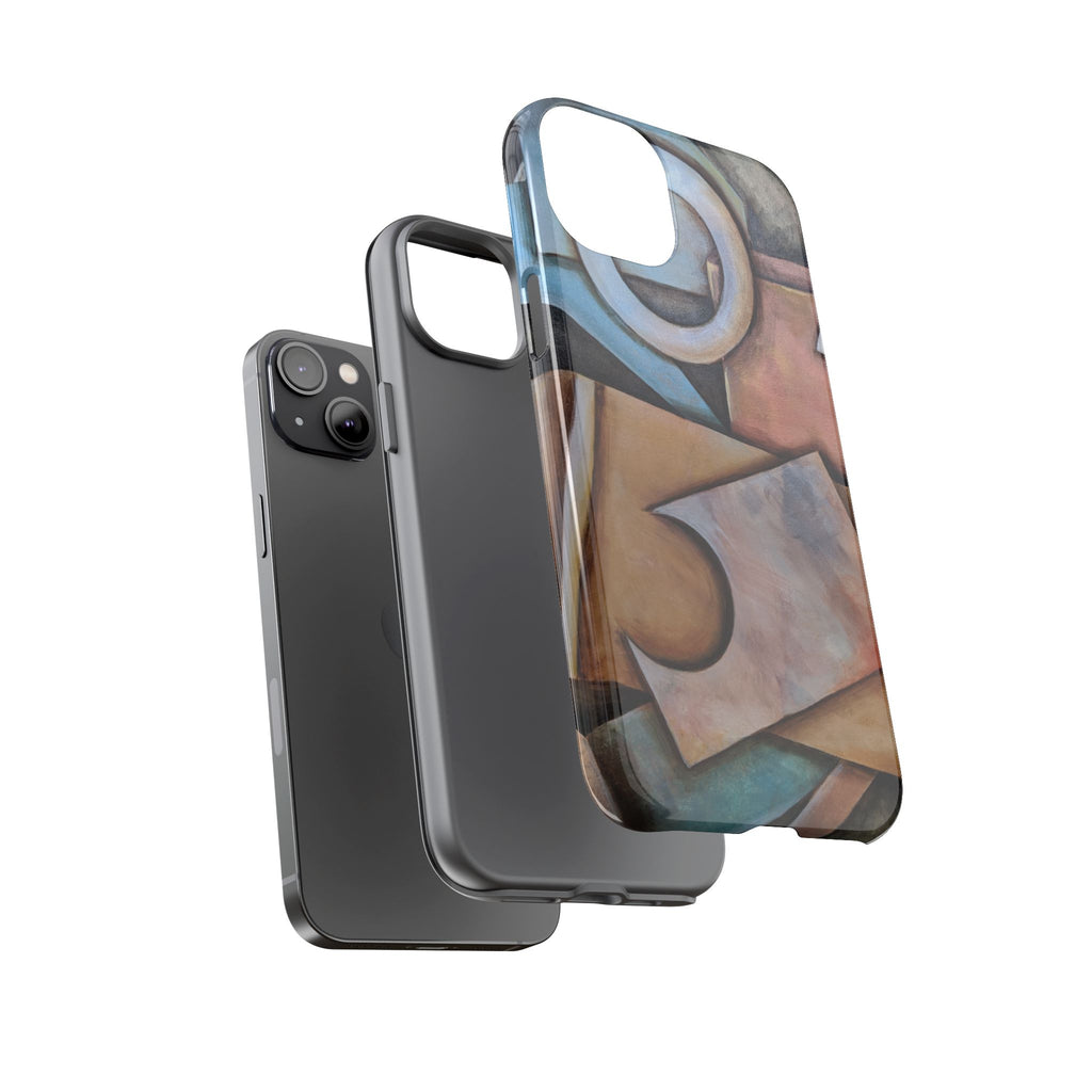 Abstract Geometric Tough Phone Case – Modern Cubist Art Protection