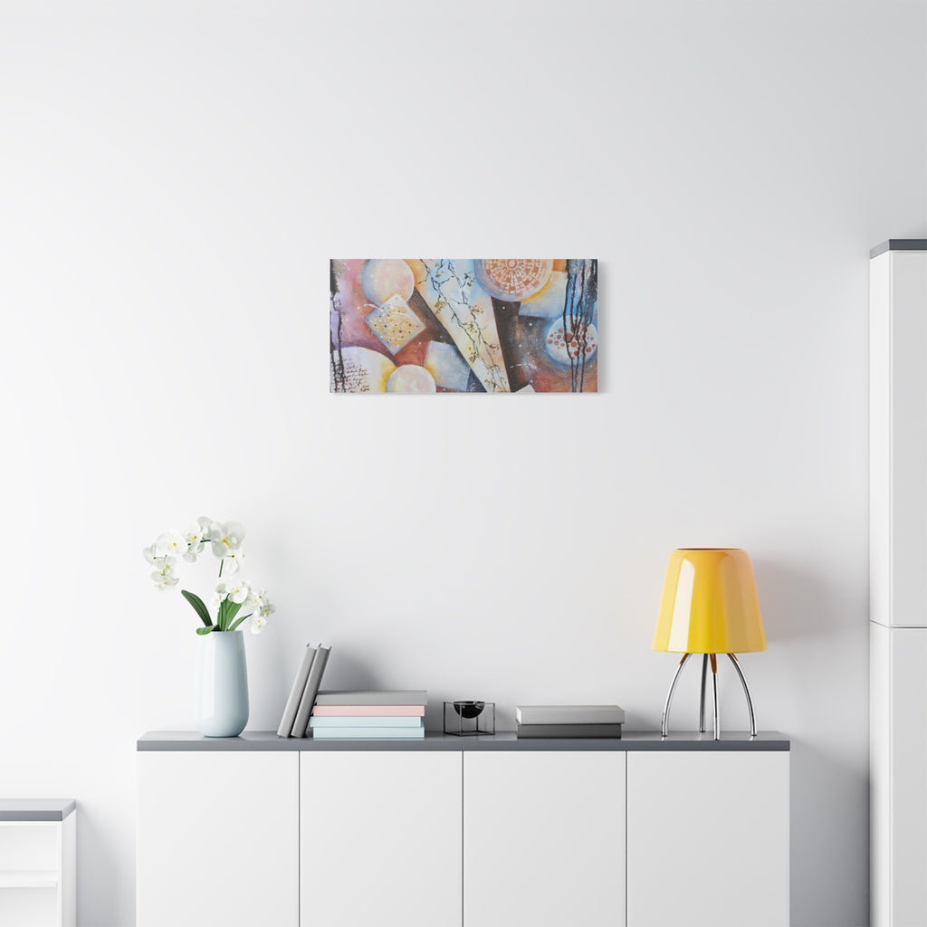 GOLDEN CARTOGRAPHY OF THE FIRE MERIDIAN - Abstract Geometric Canvas Art – Modern Stretched Matte Wall Decor