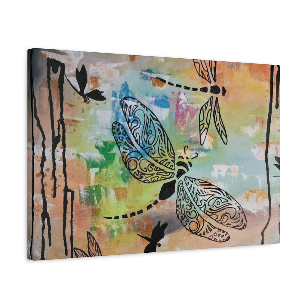 Dragonfly Wall Art Canvas — Colorful Boho Stretched Canvas Print