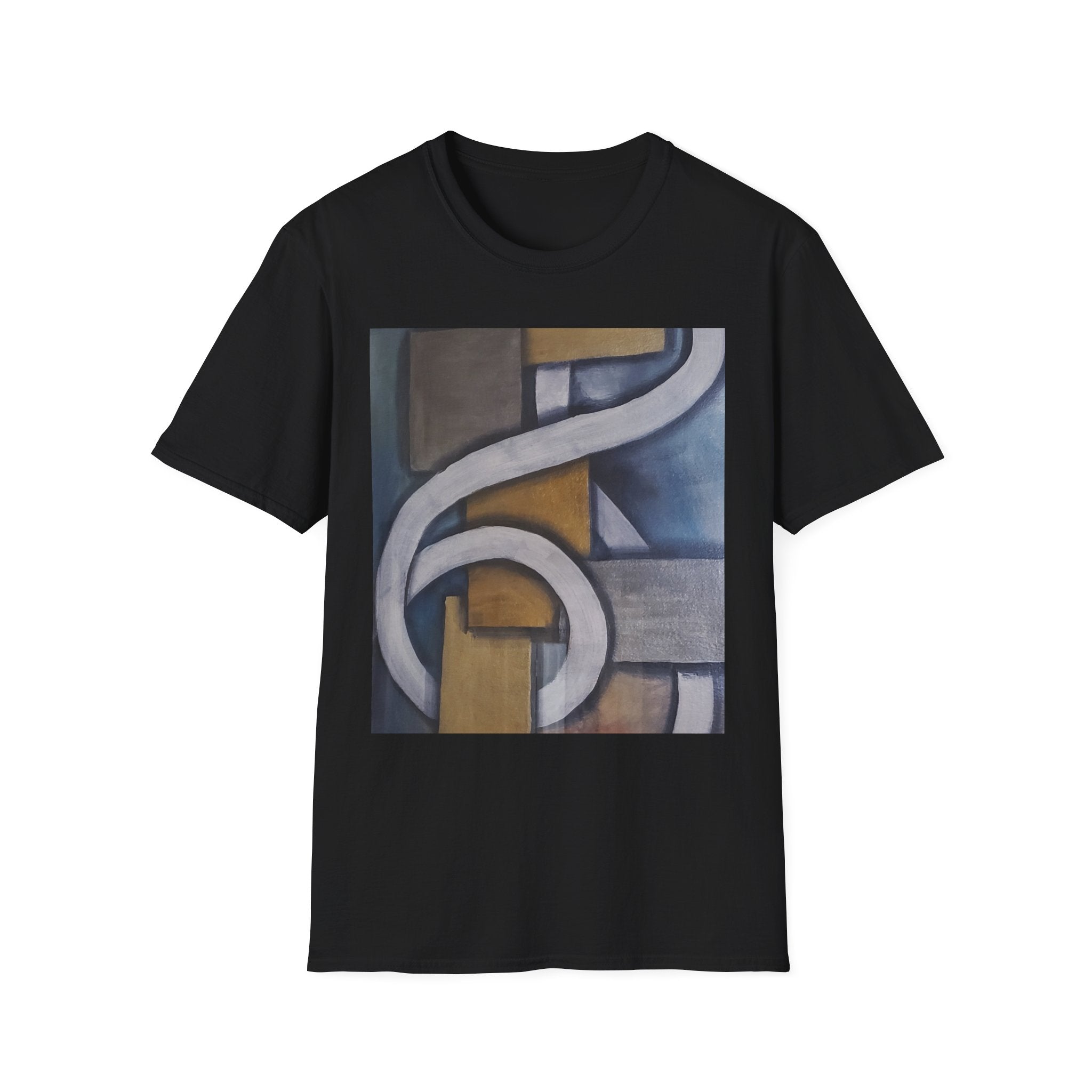 METALIC BLOCKS - Abstract Geometric Art T-Shirt — Modern Neutral Palette Design