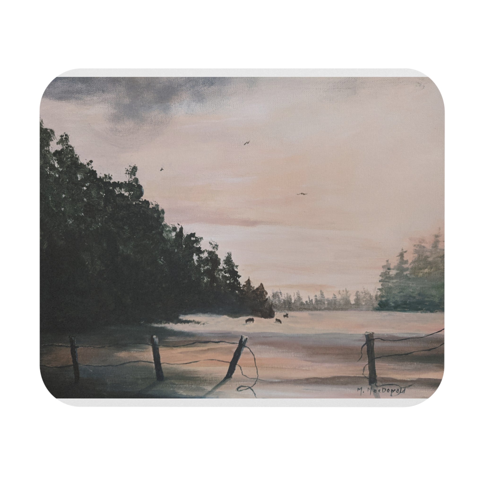 EARLY MORNING IN MONTANA - Scenic Forest Sunrise Mouse Pad — Tranquil Landscape Desk Mat