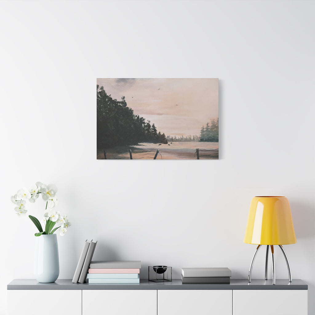 EARLY MORNING IN MONTANA -  Landscape Matte Canvas Print — Serene Forest Wall Art