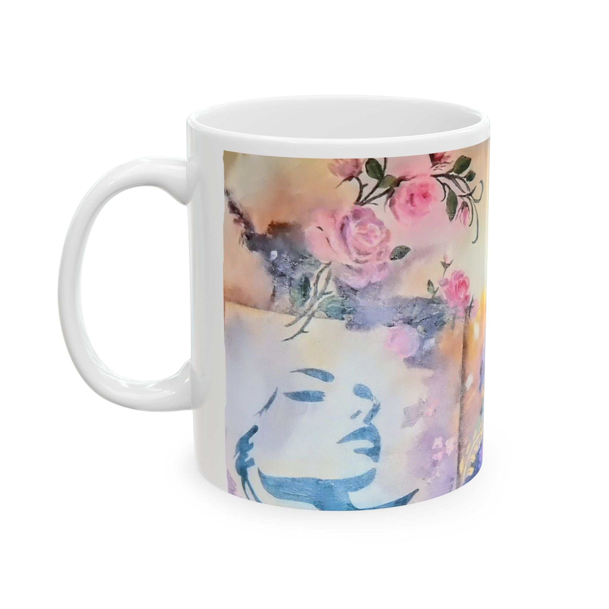 Floral Watercolor Ceramic Mug — Pastel Bloom Tea & Coffee Cup (11oz, 15oz)