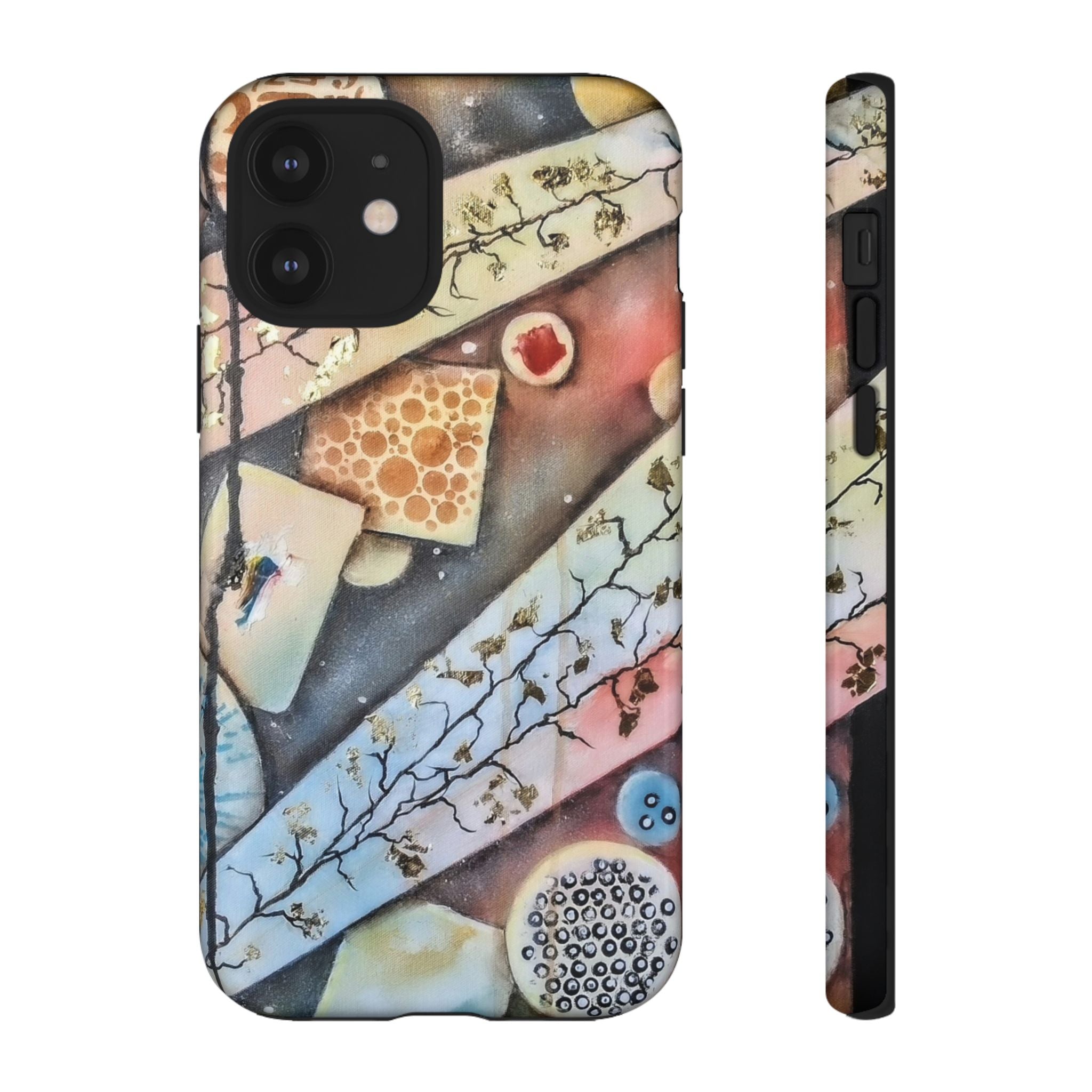 GOLDEN CARTOGRAPHY OF THE UNSEEN - Artistic Botanical Phone Case – Watercolor Nature Pattern Tough Case