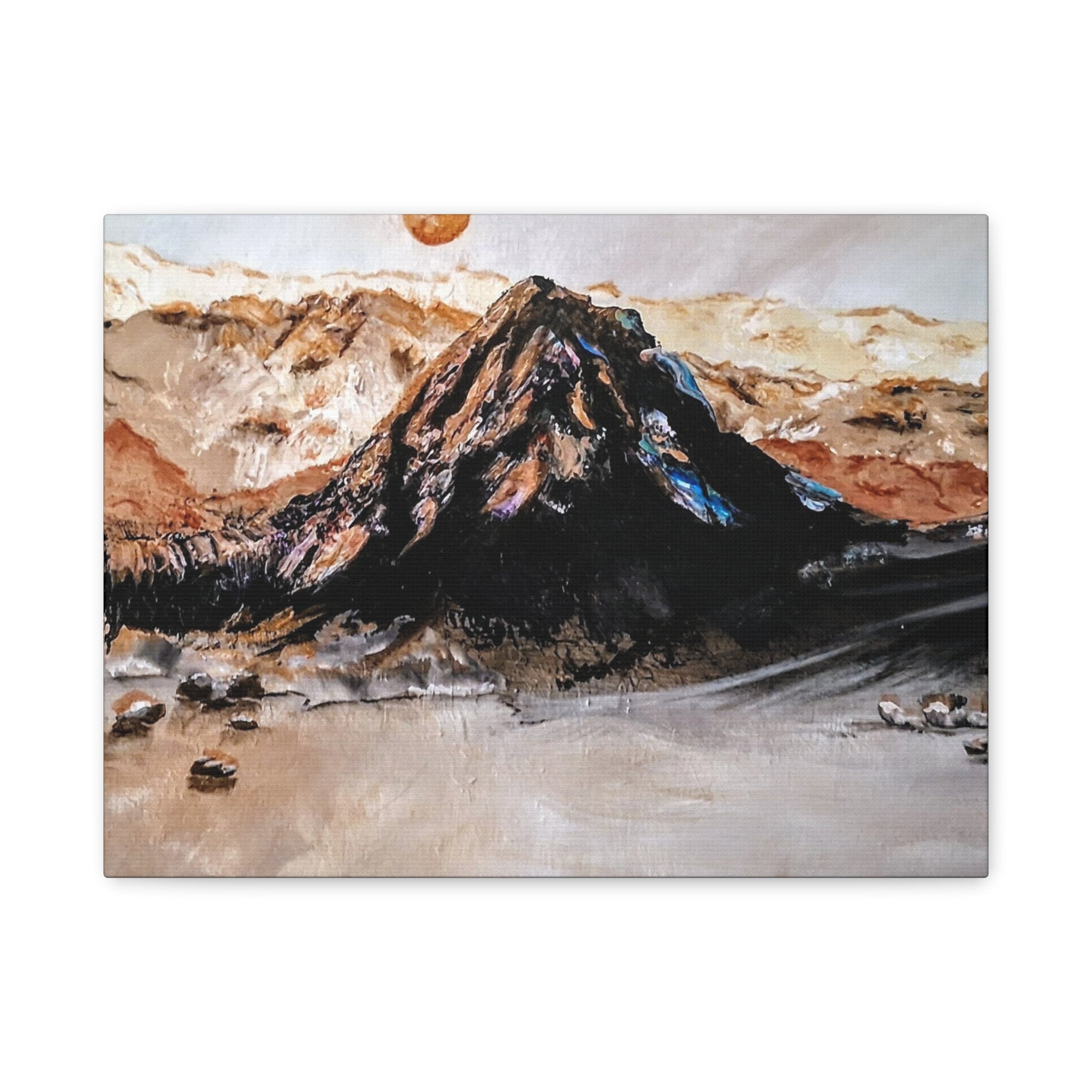 MOON OVER THE MOUNTAINS - Abstract Mountain Landscape Canvas Print — Matte Stretched Wall Art