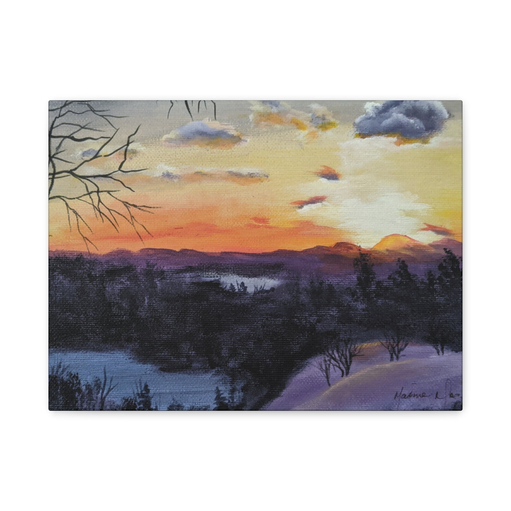 EVENING IN THE SHANDOAH VALLY - Sunset Winter Landscape Canvas Print — Matte Stretched Wall Art