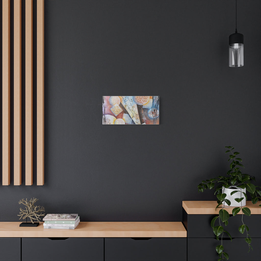 GOLDEN CARTOGRAPHY OF THE FIRE MERIDIAN - Abstract Geometric Canvas Art – Modern Stretched Matte Wall Decor