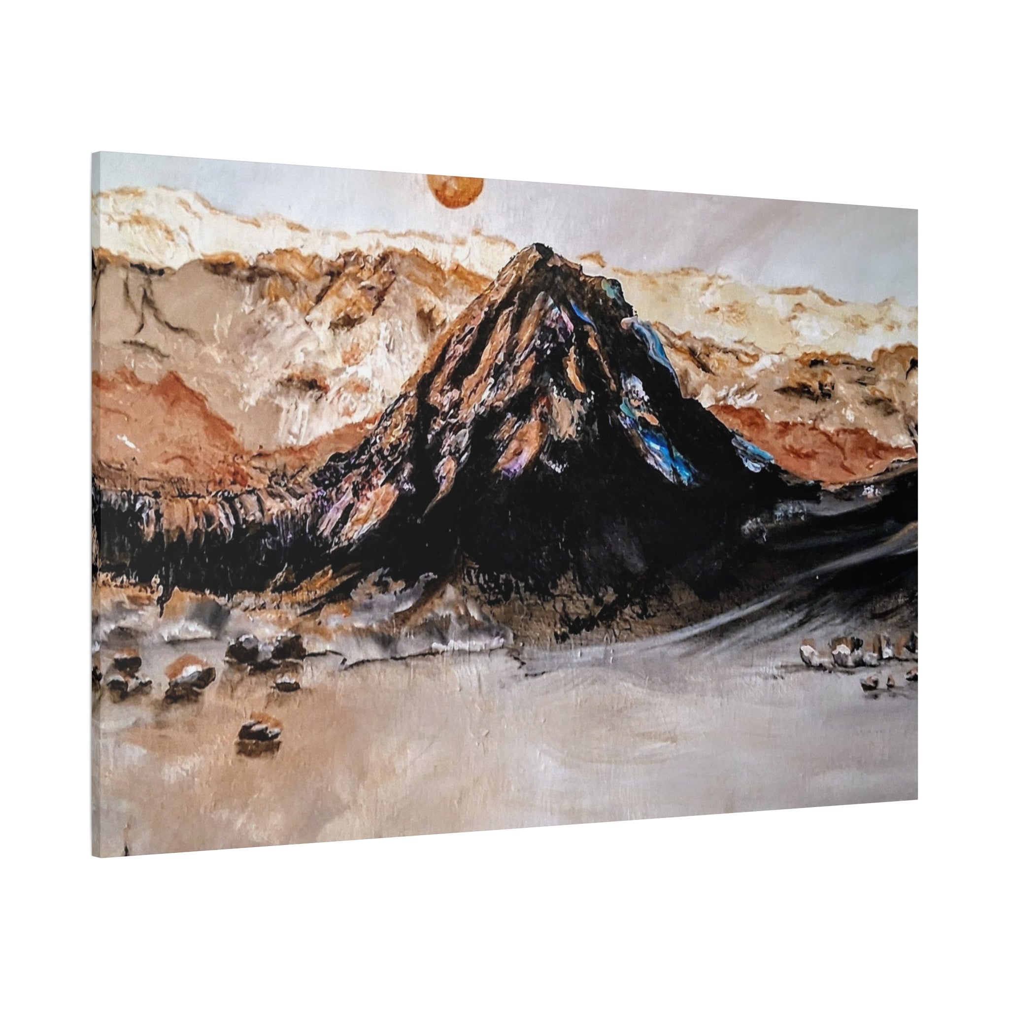 MOON OVER THE MOUNTAINS - Abstract Mountain Landscape Canvas Print — Matte Stretched Wall Art