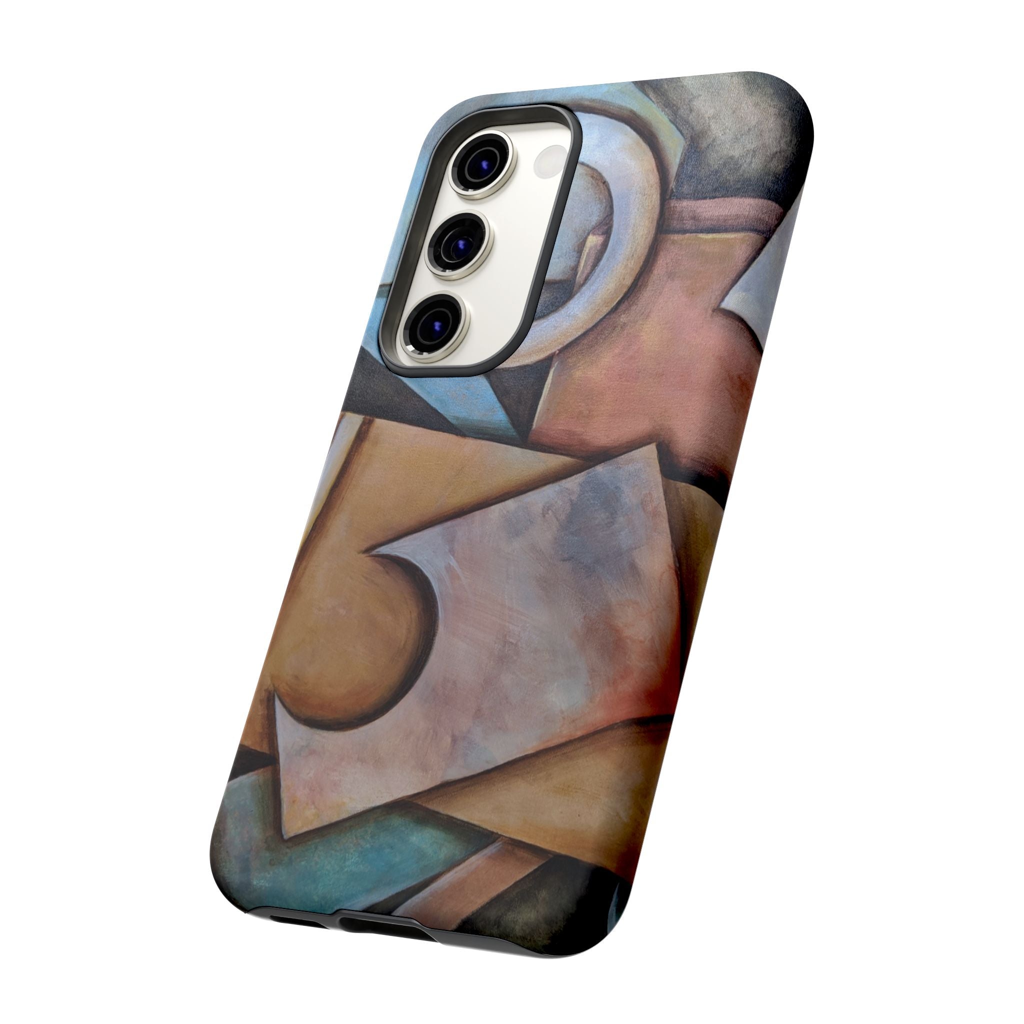 Abstract Geometric Tough Phone Case – Modern Cubist Art Protection