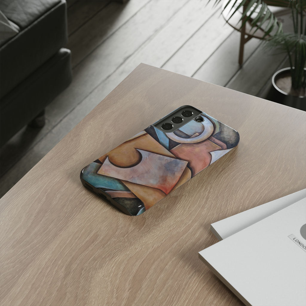 Abstract Geometric Tough Phone Case – Modern Cubist Art Protection